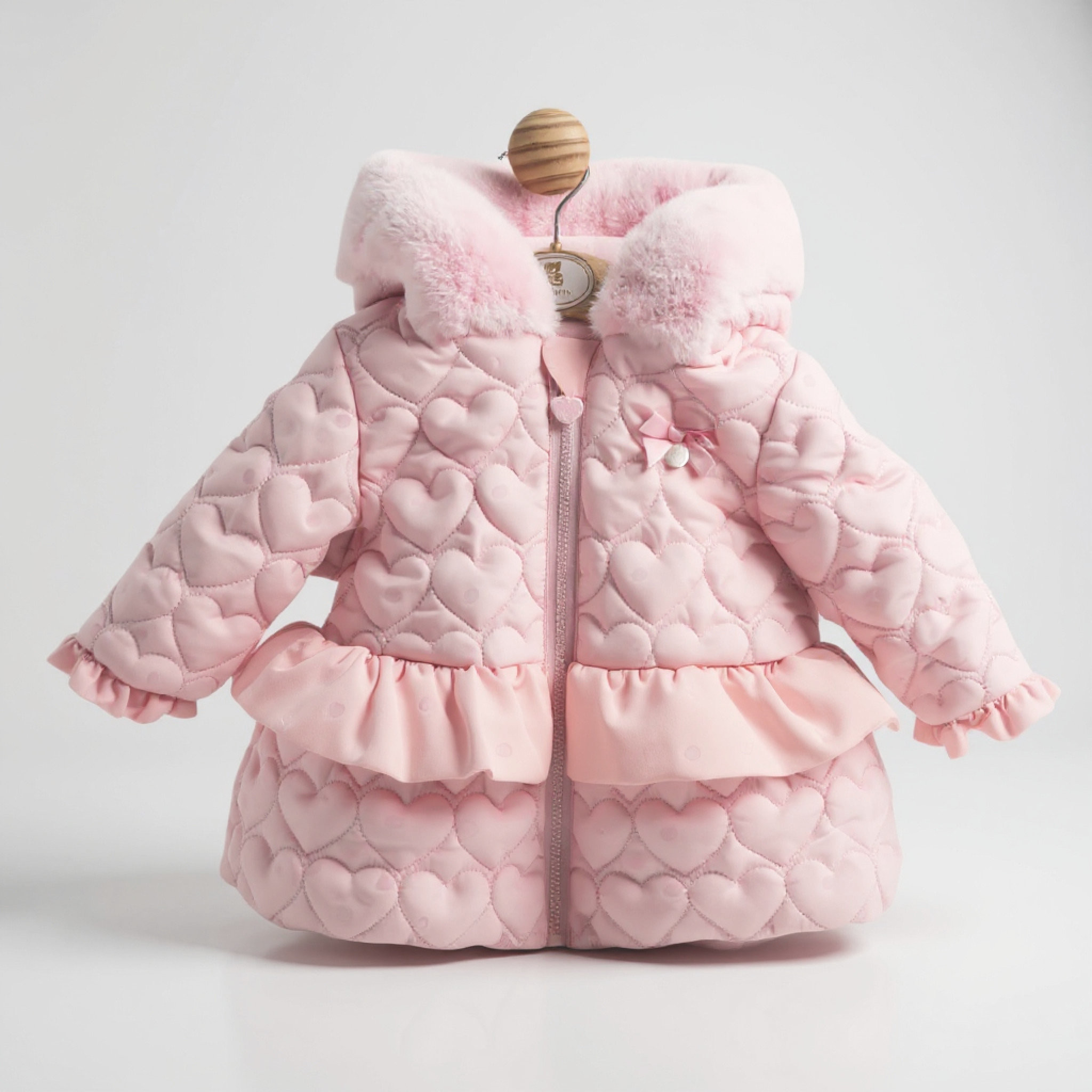 Mintini MB5919B MB5919B Pink "Hearts and Frills" Coat (3-5 years)