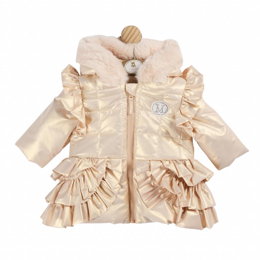 Mintini MB5934 * MB5934 Champagne Pearlised "Frills" Coat (3-9 months)