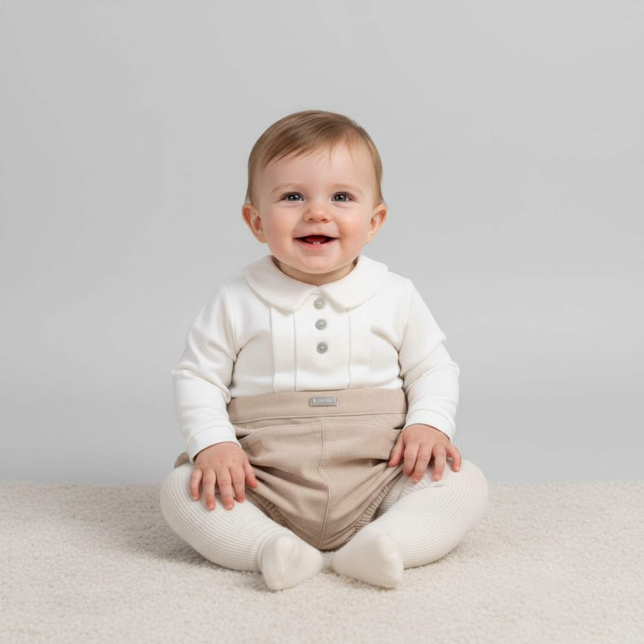 Mintini MB6001 3m = 5056590135085, 6m = 5056590135092, 9m = 5056590135108 MB6001T Warm lined Baby Cord Romper (3-9 months)