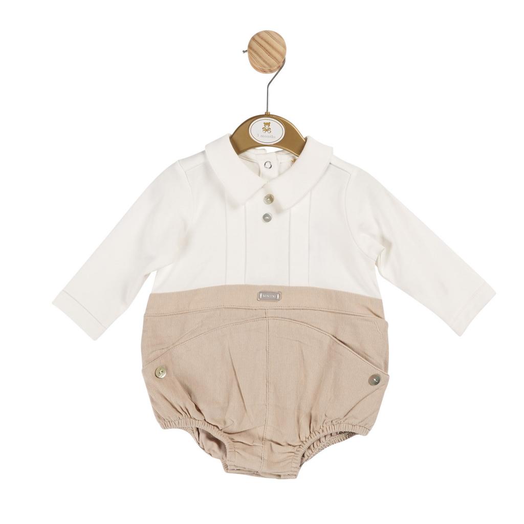 Mintini MB6001 3m = 5056590135085, 6m = 5056590135092, 9m = 5056590135108 MB6001 Warm lined Baby Cord Romper (3-9 months)