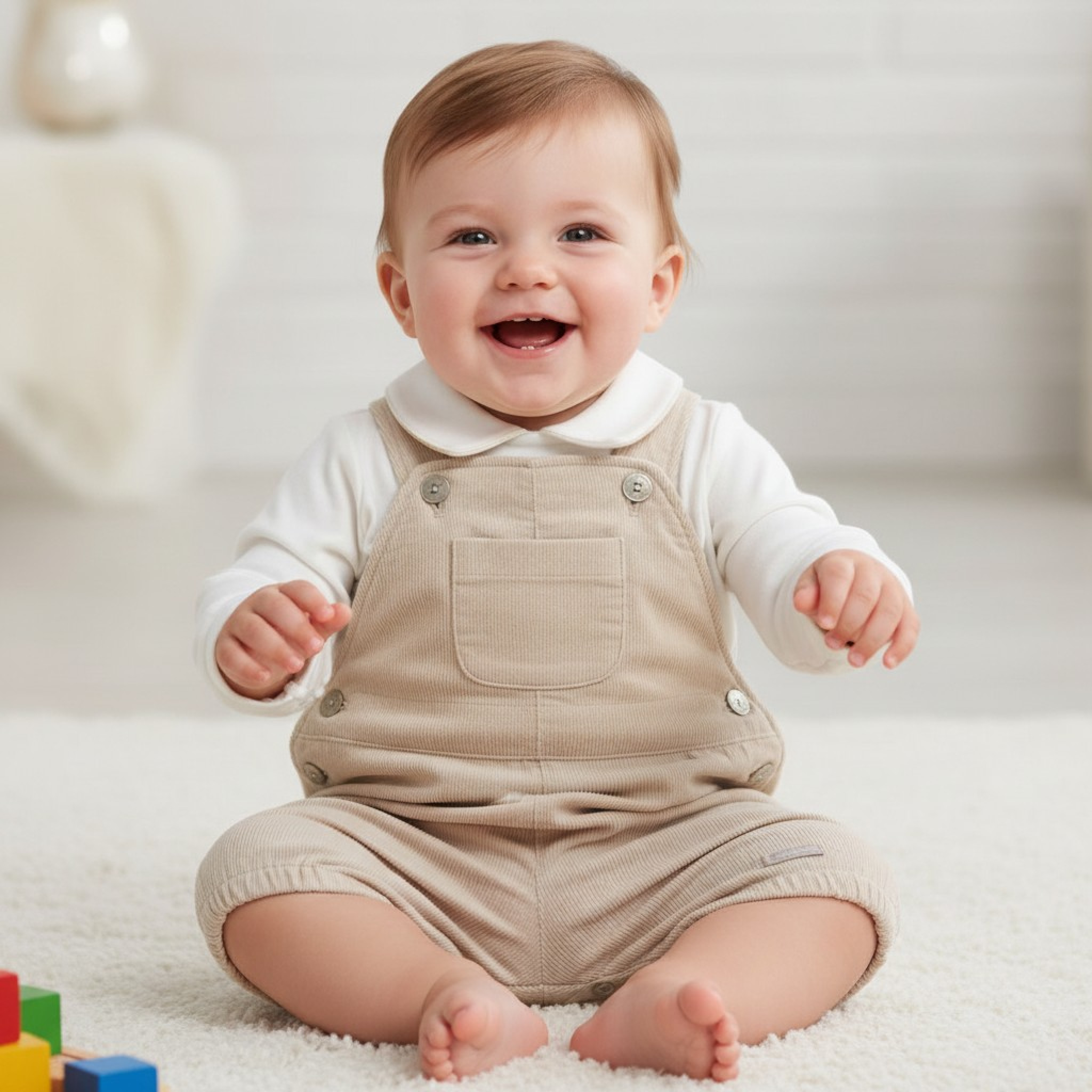 Mintini MB6003A  MB6003A  Warm Lined  Baby Cord Short Dungaree Set (12-24 months)