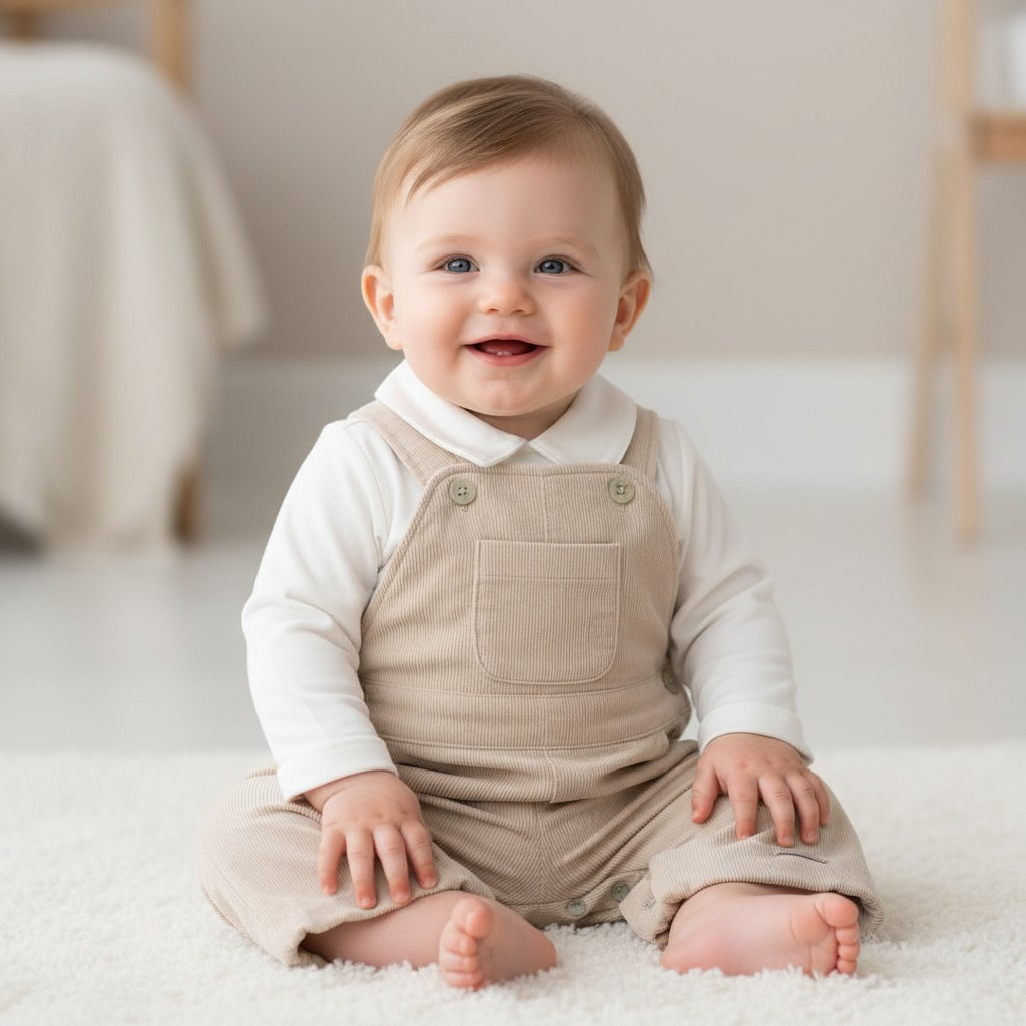 Mintini MB6004  MB6004-T Warm lined Baby Cord Dungaree Set (3-9 months)