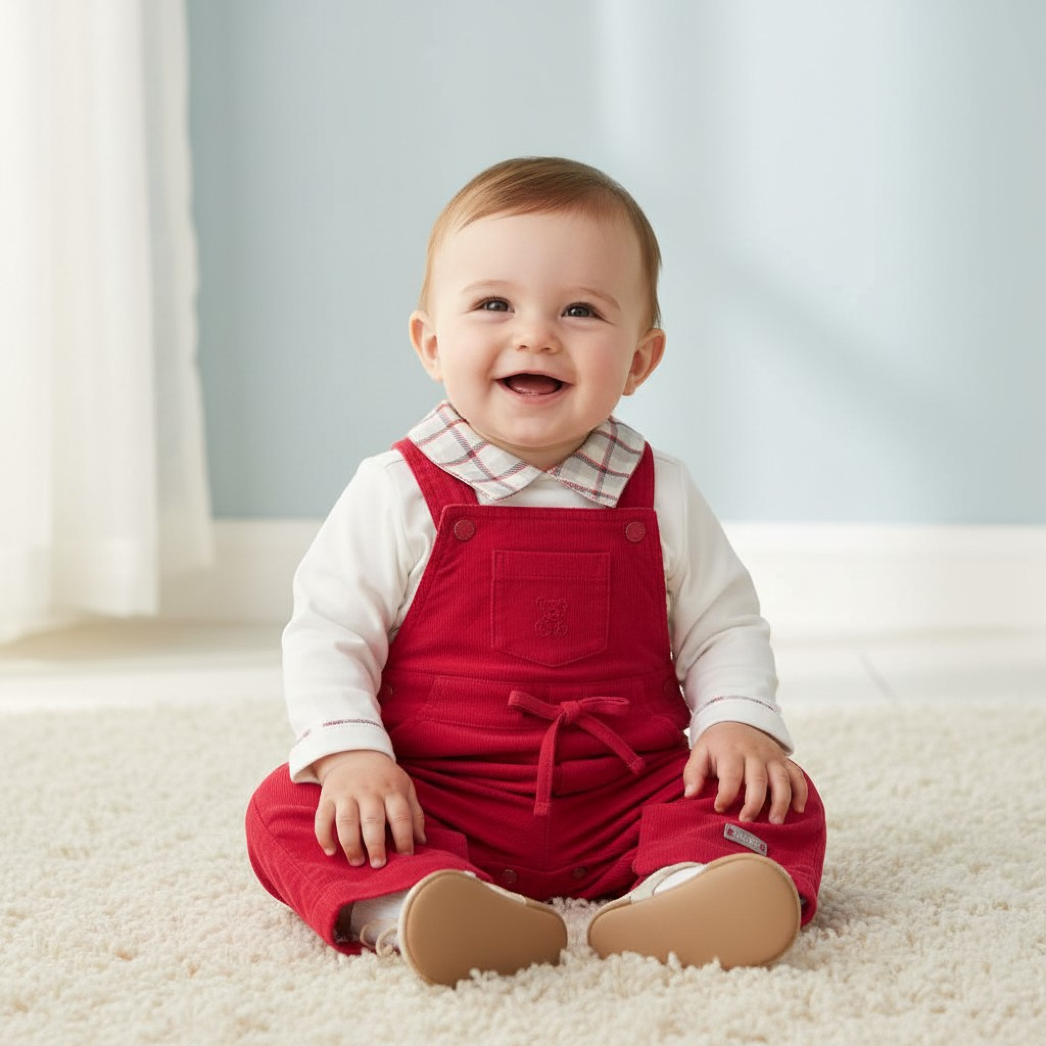 Mintini MB6073A  MB6073A  Warm Lined Baby Cord Dungaree Set (12-24 months)