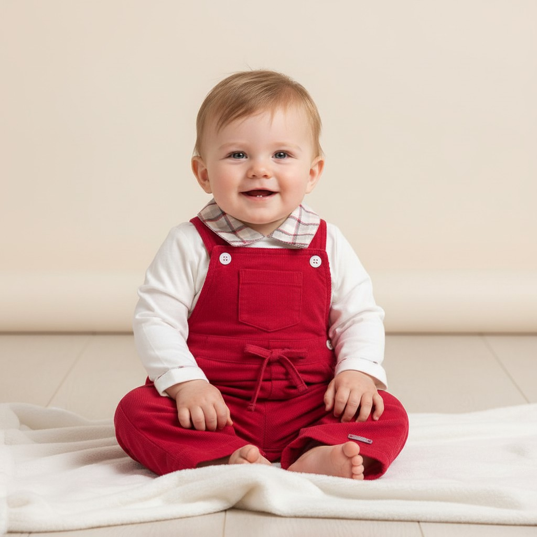 Mintini MB6073  MB6073R  Warm Lined Baby Cord Dungaree Set (3-9 months)
