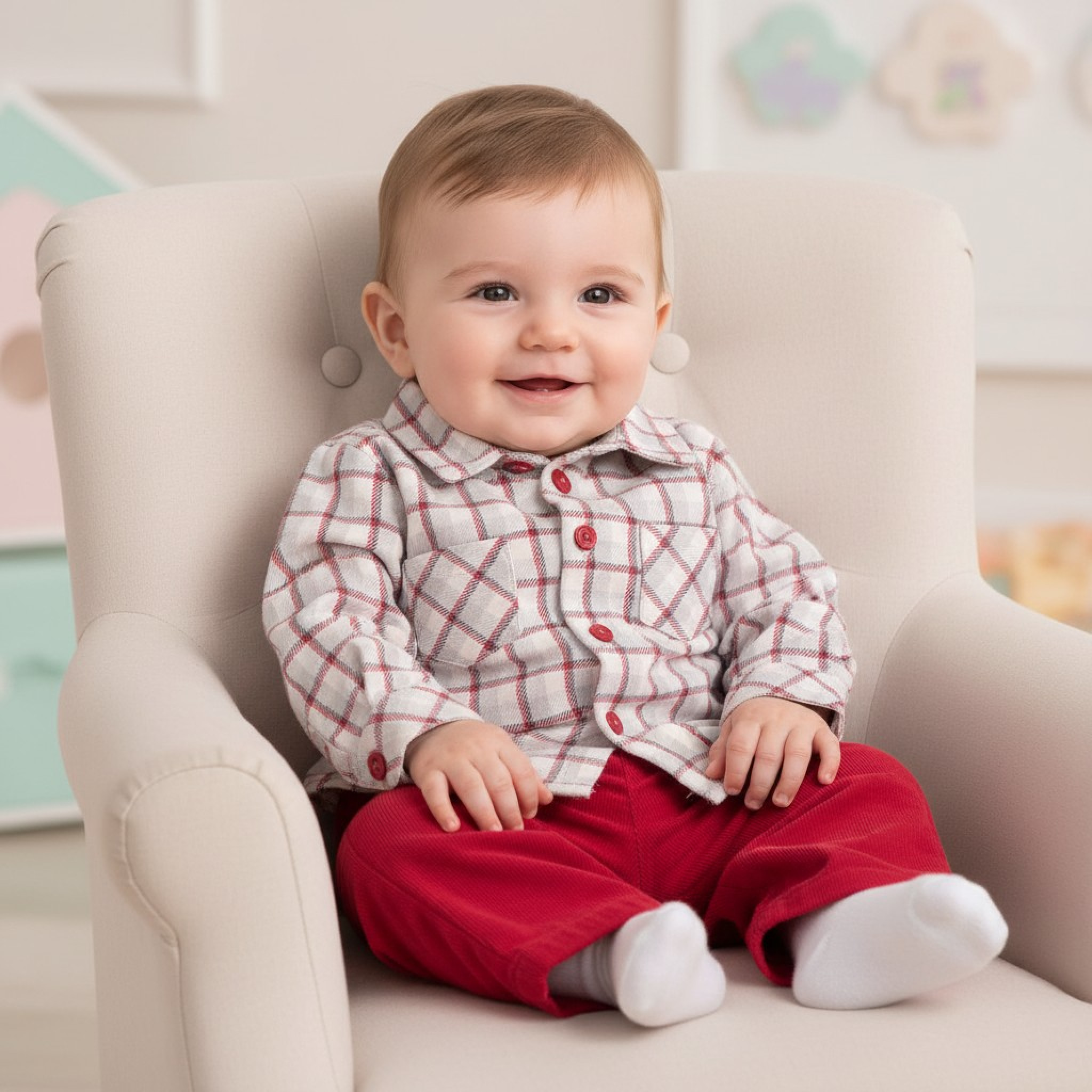 Mintini MB6075 3=5056590137614,6=5056590137621,9=5056590137638 MB6075R  Warm Lined Baby Cord Two Piece Set (3-9 months)