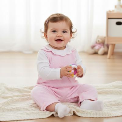 MB6102P  Pointelle "Bow and Heart" Dungaree Set  (3-12 months)