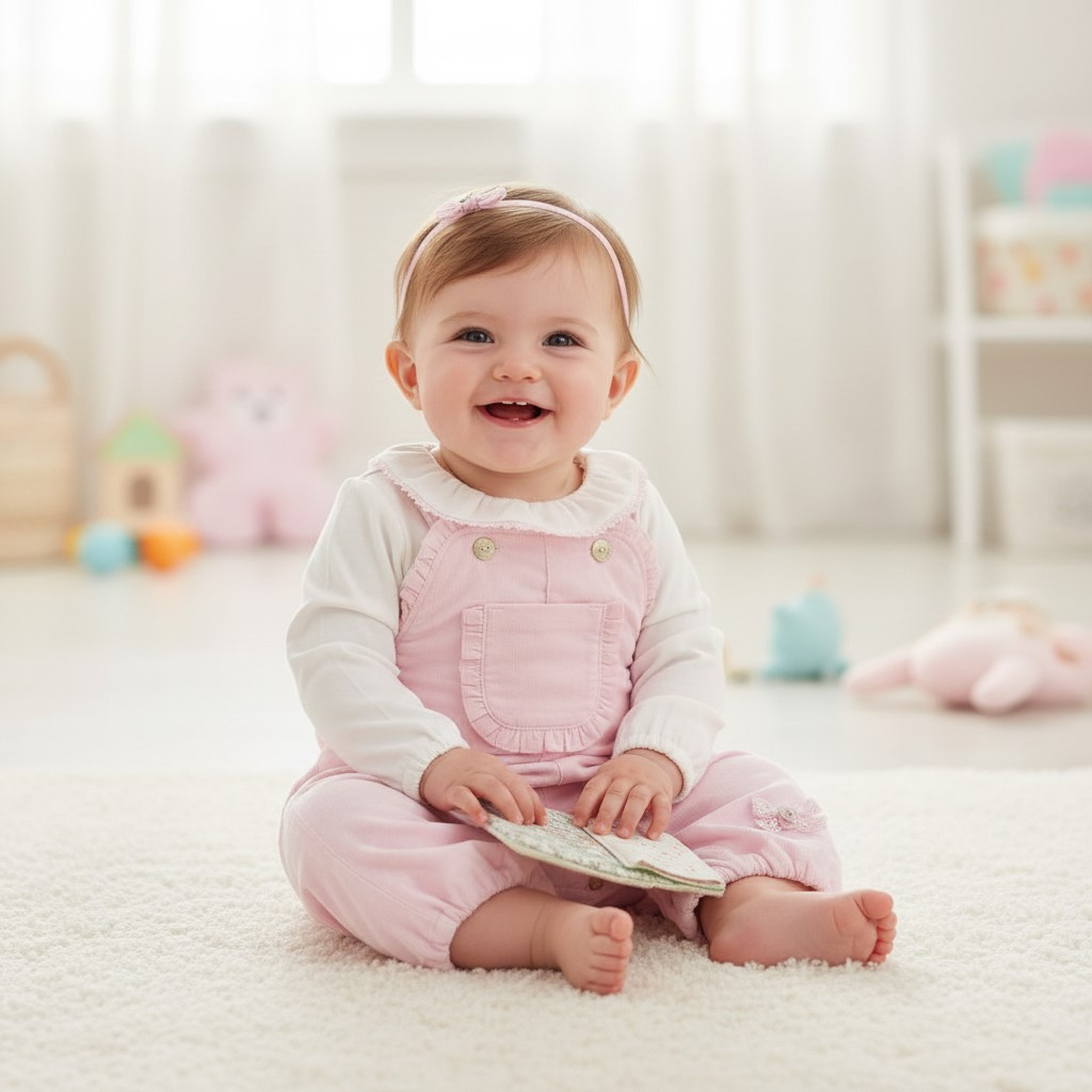 Mintini MB6107 3m = 5056590138208, 6m = 5056590138215, 9m = 5056590138222 MB6107p  Warm lined Baby Cord Dungaree Set (3-9 months)