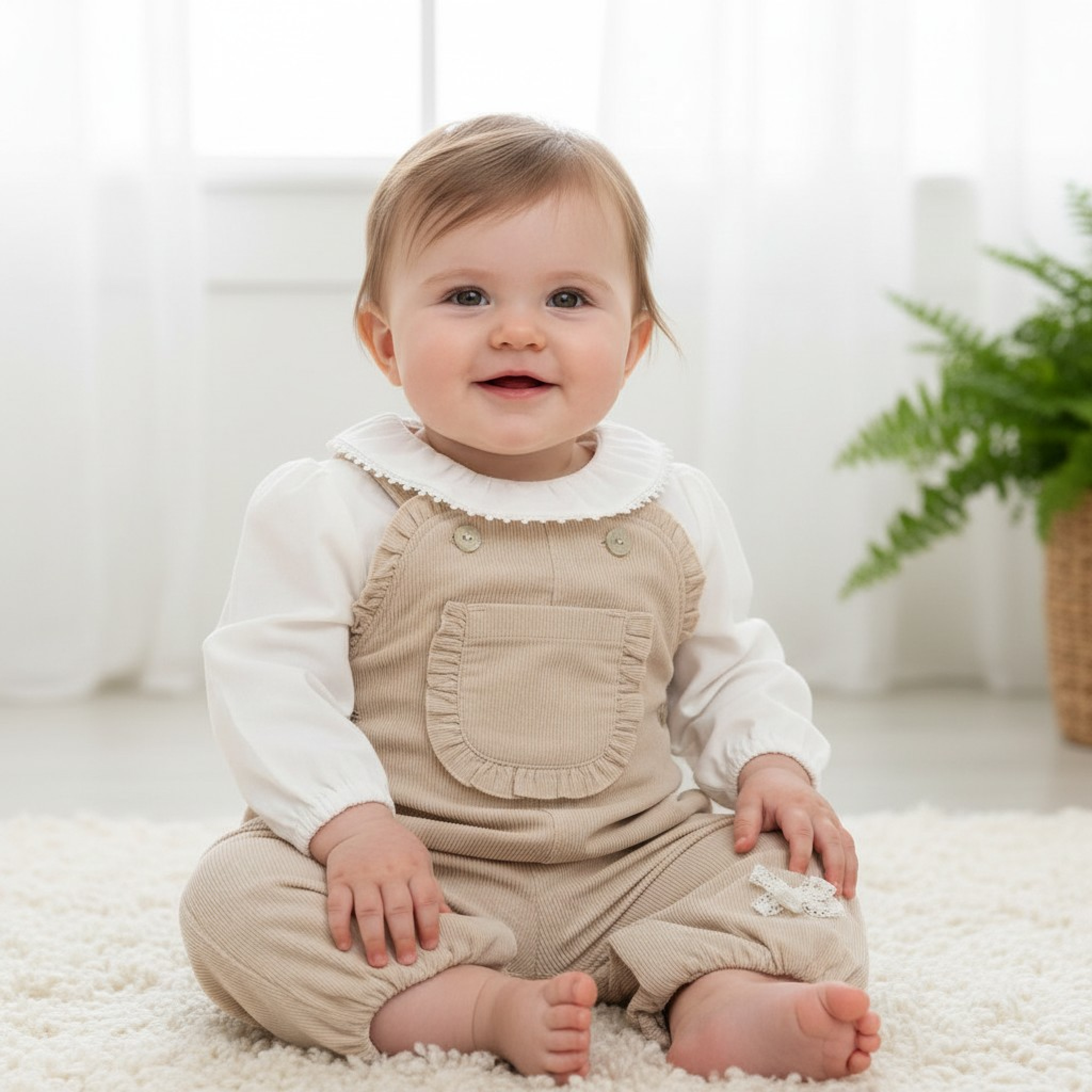 Mintini MB6114 3=5056590138529,6=5056590138536,9=5056590138543 MB6114Be  Warm Lined Baby Cord  Dungaree Set (3-9 months)
