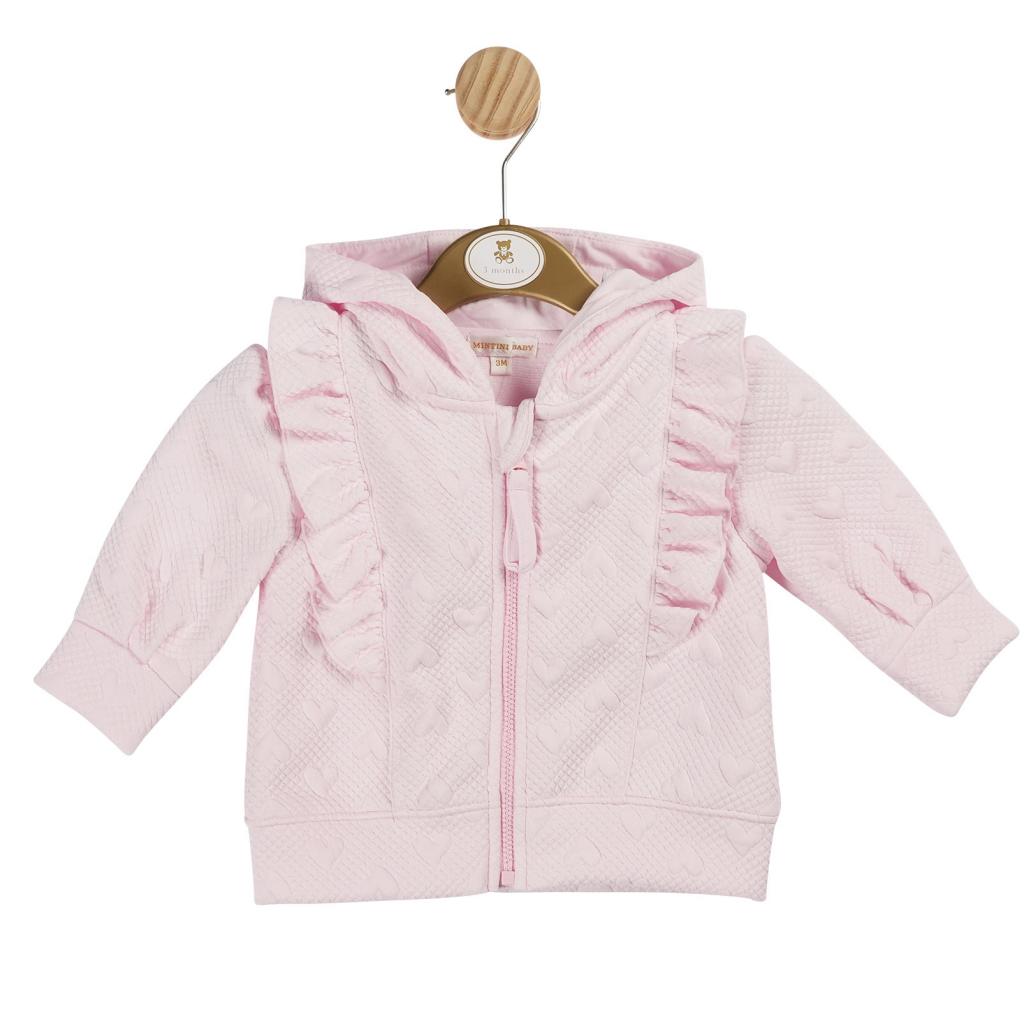 Mintini MB6146 3m = 5056590139281, 6m = 5056590139298, 9m = 5056590139304 MB6146 "Heart and Frills" Jacket (3-9 months)