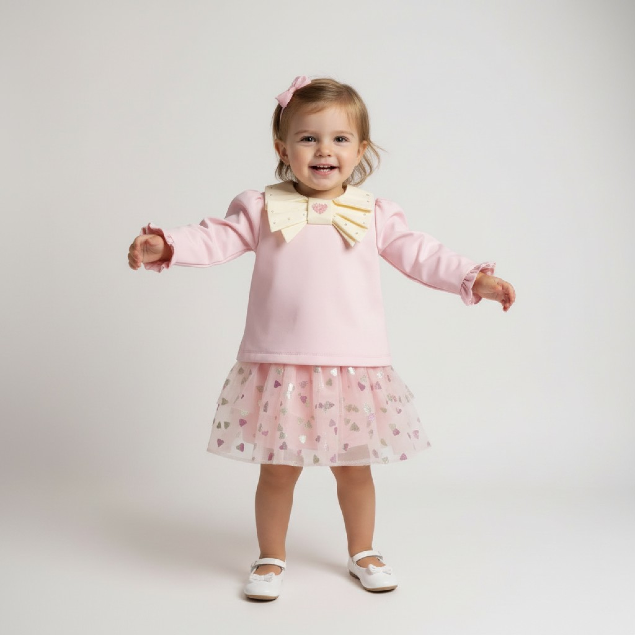 Mintini MB6162A 12m = 5056590139434, 18m = 5056590139441, 24m = 5056590139458 MB6162-A "Hearts" Jam Pant Skirt Set (12-24 months)