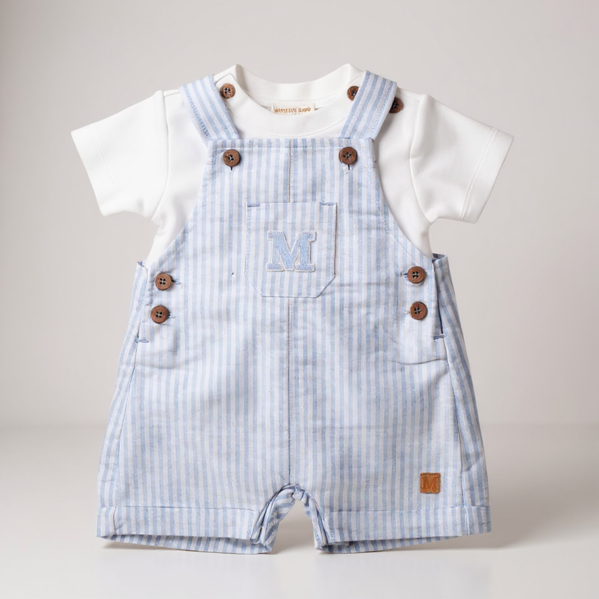Mintini MB6313A 5056590143929 MB6313S Mintini Logo Short Dungaree Set (3-9 months)