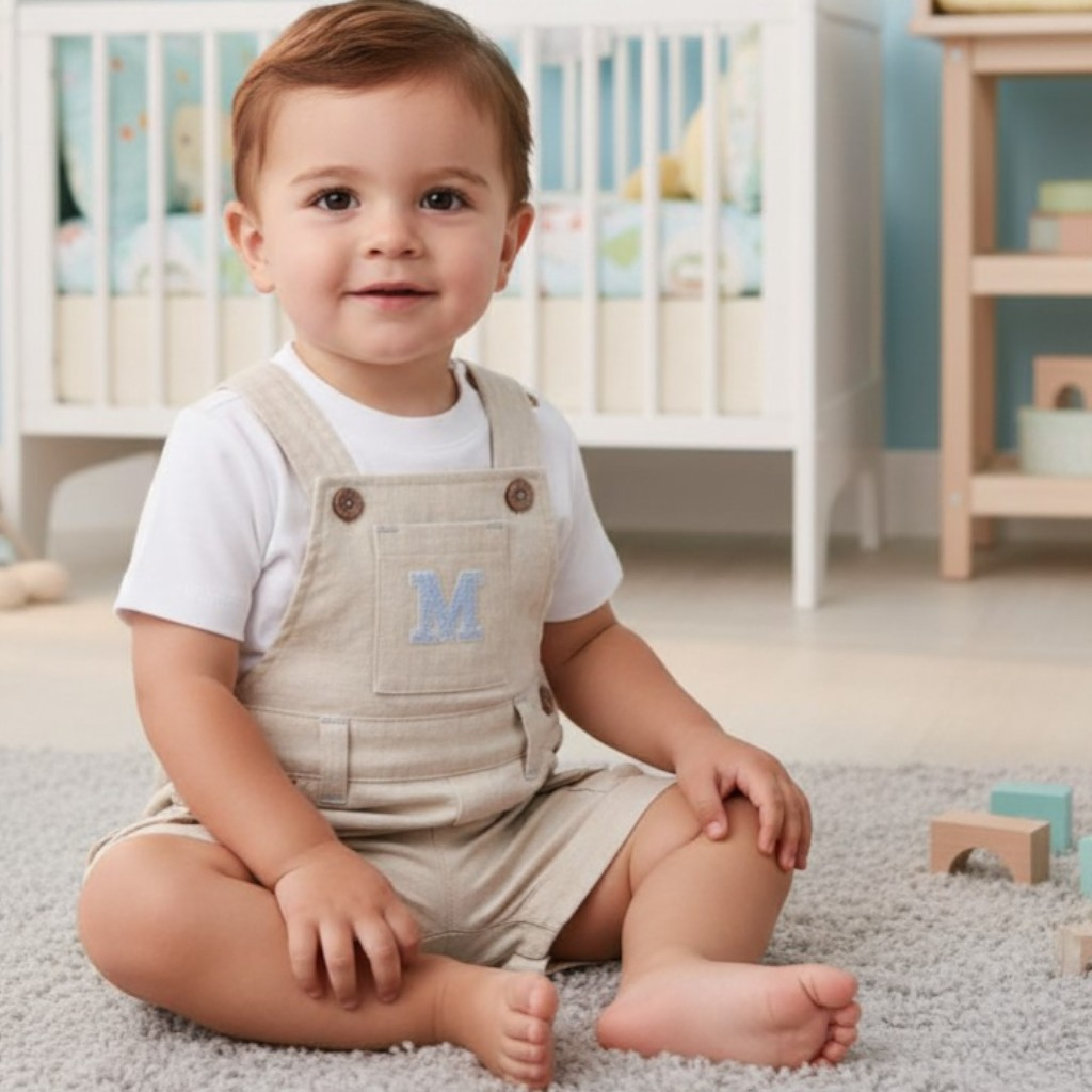 Mintini MB6314C  MB6314C Mintini Logo Short Dungaree Set (3-9 months)