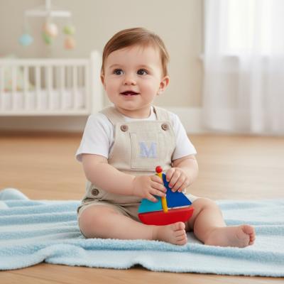 MB6314C  Mintini Logo Short Dungaree Set  (3-9 months)