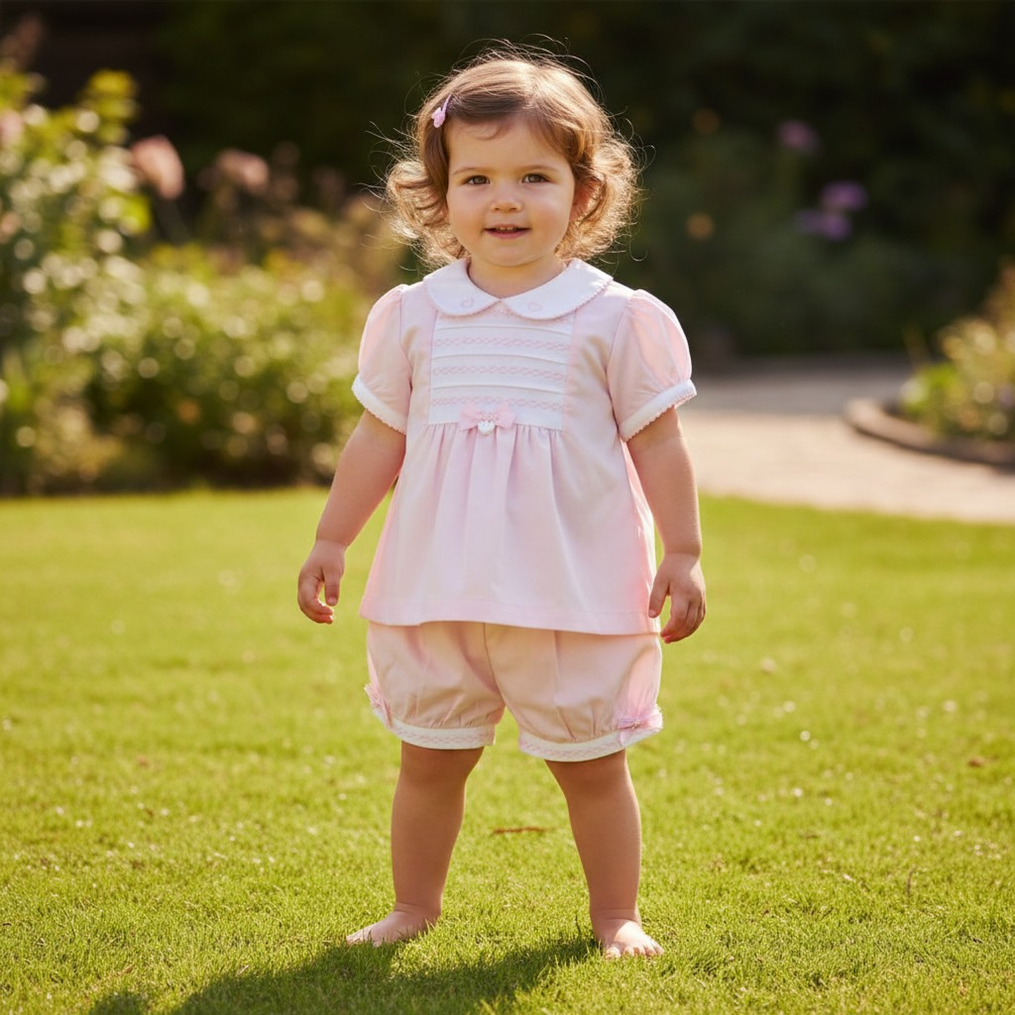 Mintini MB6336A  MB6336-A Smocked Hearts Bloomer Set ( 12-24 months)