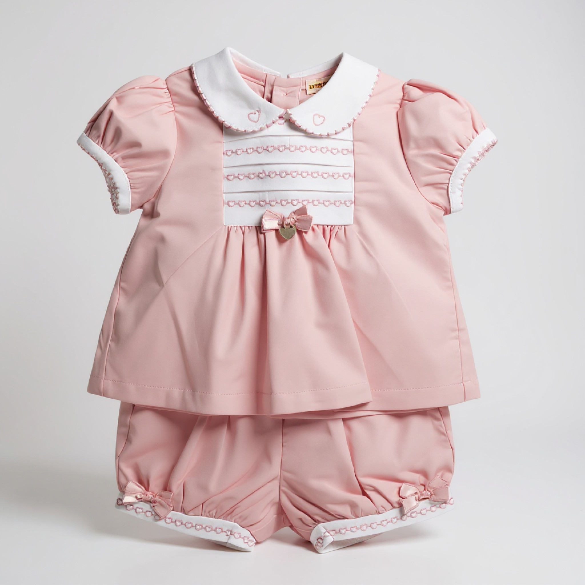 Mintini MB6336A  MB6336-A Smocked Hearts Bloomer Set ( 12-24 months)