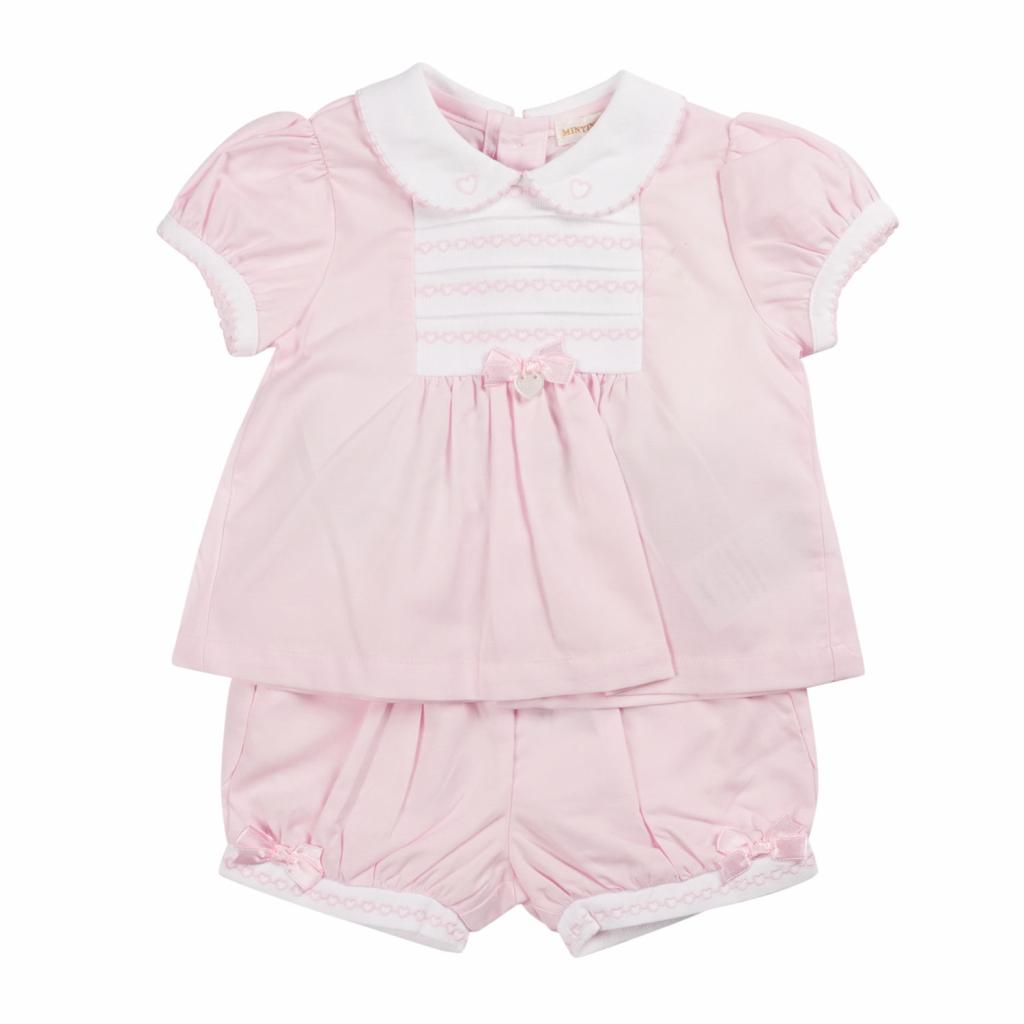 Mintini MB6336A  MB6336A Smocked Hearts Bloomer Set ( 12-24 months)