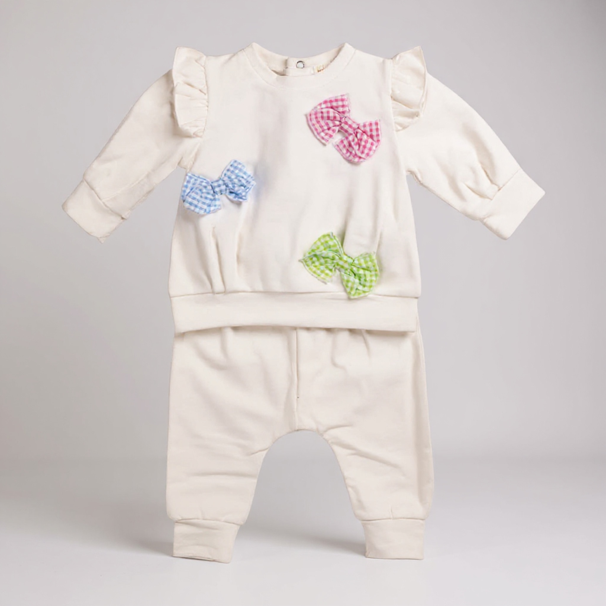 Mintini MB6420 5056590148641 MB6420 Colourful bow Jog Set( 3-9 months)
