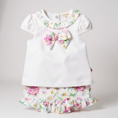 Mintini MB6466  MB6466-P Embroidered Floral Shorts set(3-9 months)