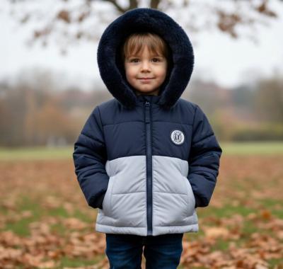 MB6510-NB  Navy Colour block Winter Coat  (3-5 years)