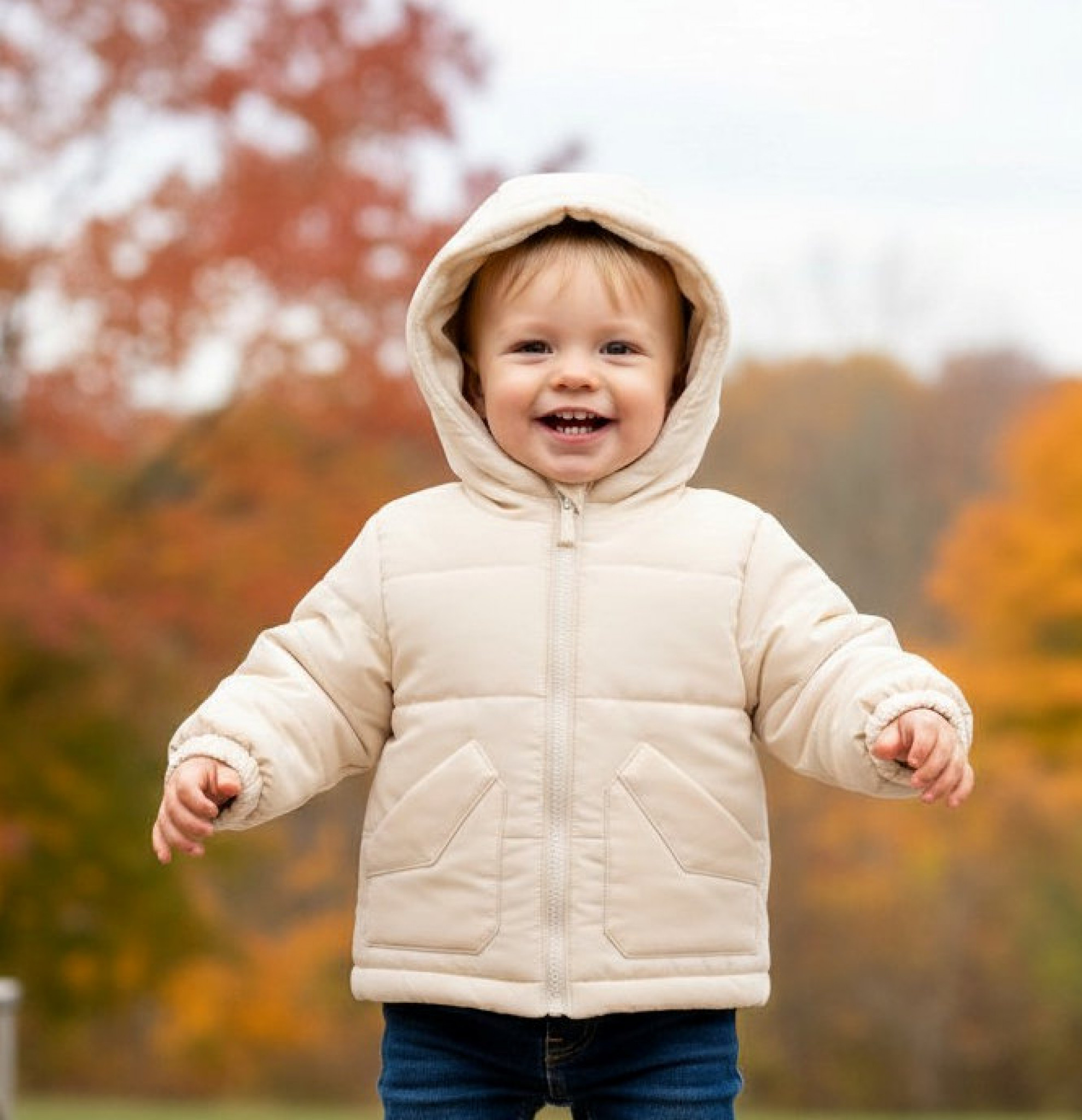 Mintini MB6516A  MB6516-A Beige Padded Winter Coat (12-24 months)