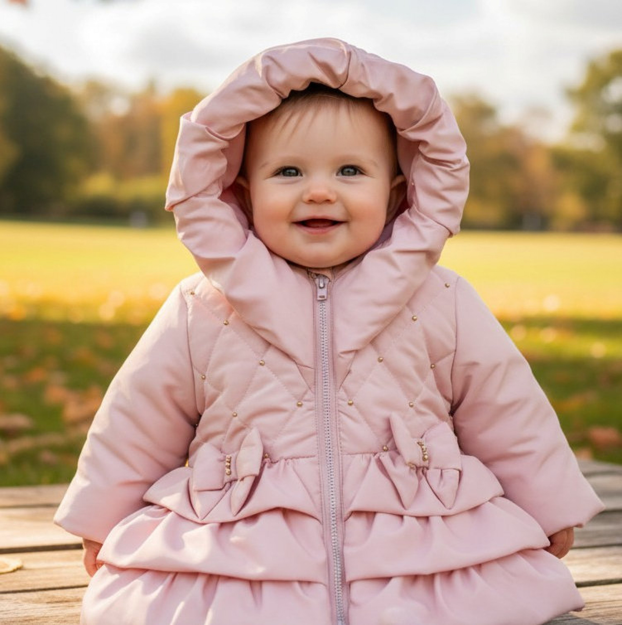 Mintini MB6526 * MB6526 Pink Beaded Winter  Coat (3-9 months)