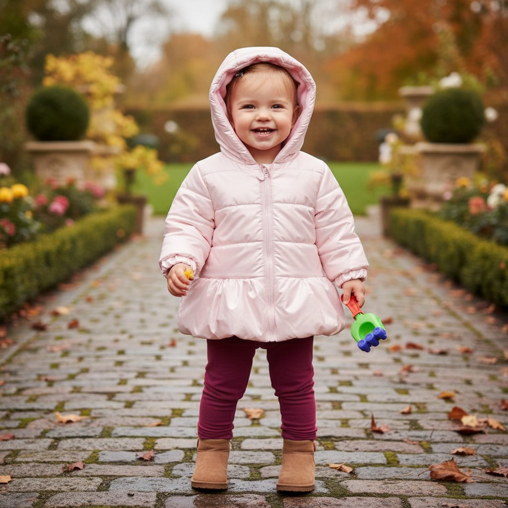 Mintini MB6530A  MB6530-A Pink Pearlised Winter Coat (12-24 months)