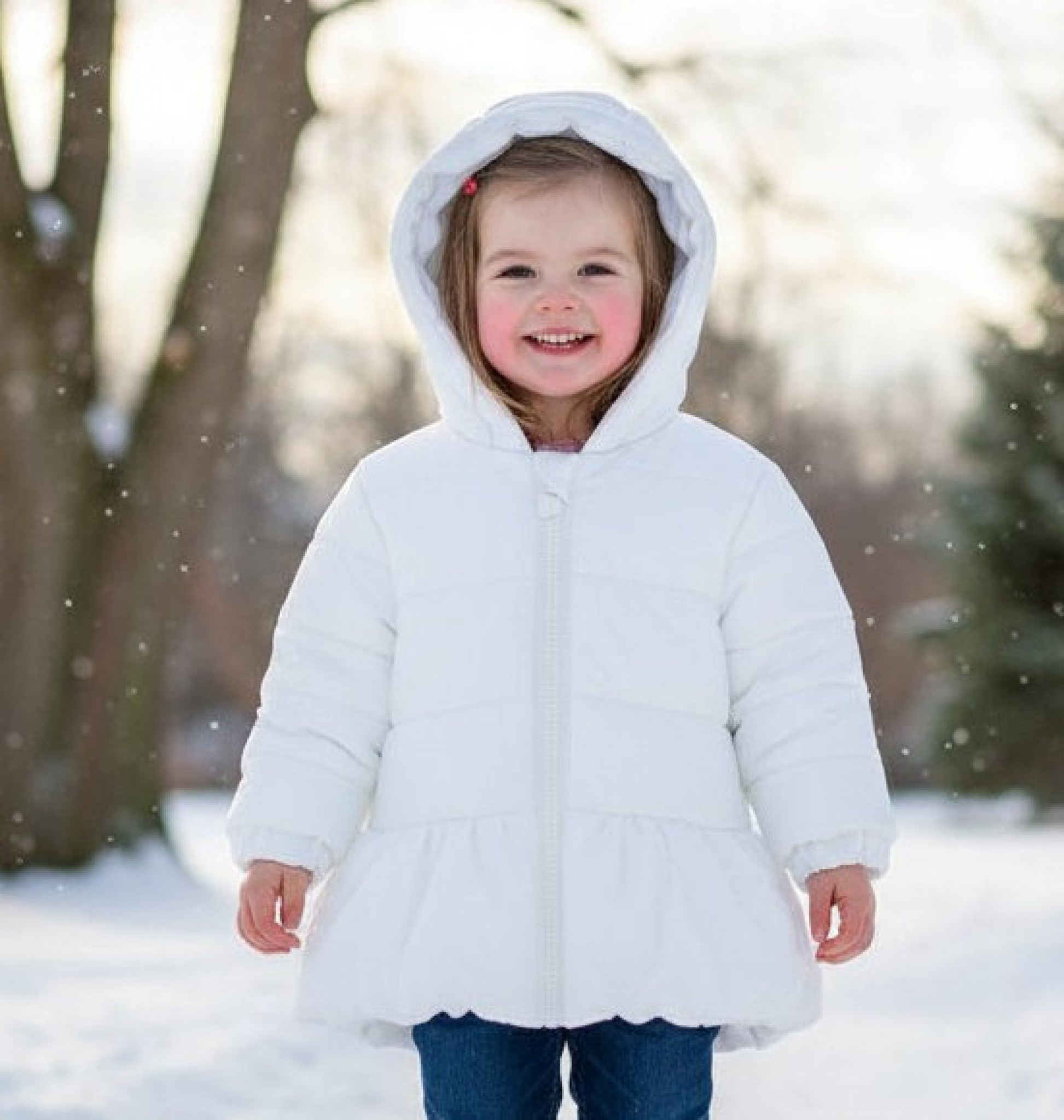 Mintini MB6531B  MB6531-B White Pearlised Winter Coat (3-5 years)