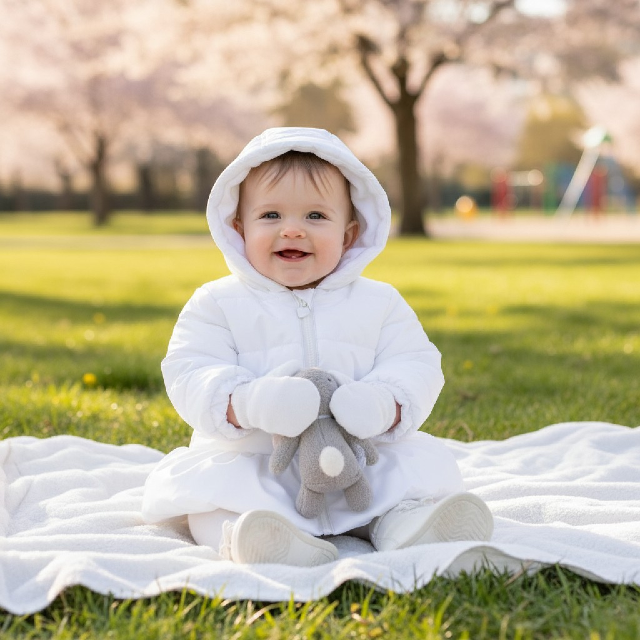 Mintini MB6531  MB6531W White Pearlised Coat (3-9 months)