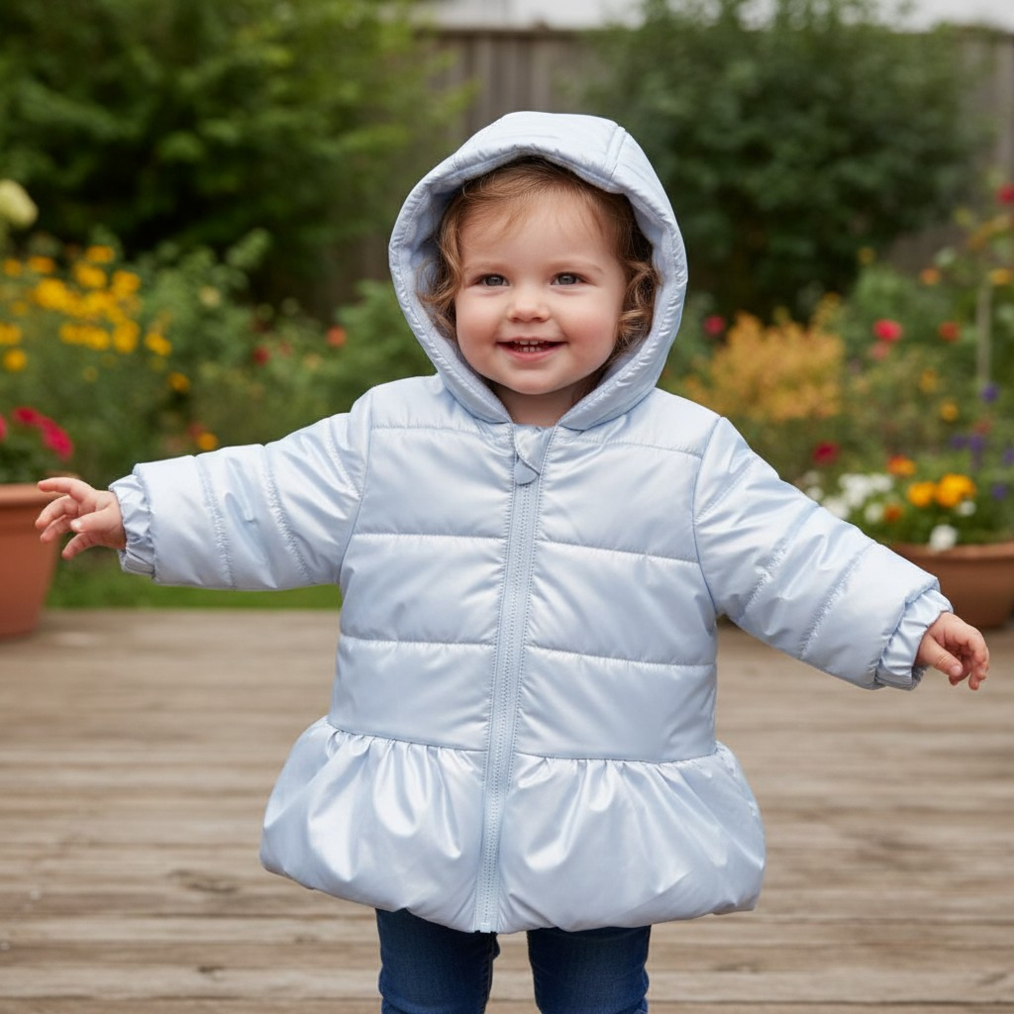 Mintini MB6532A  MB6532-A Blue Pearlised Winter Coat (12-24 months)