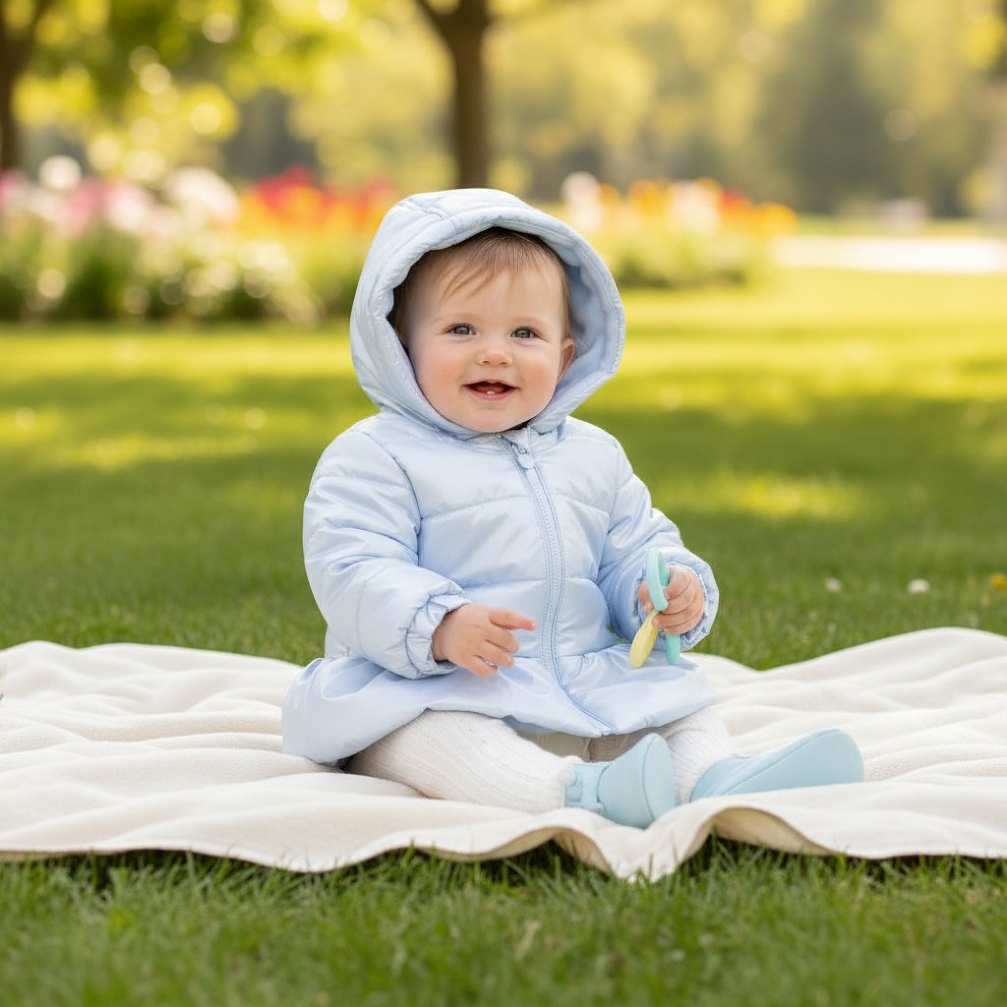 Mintini MB6532  MB6532 Blue Pearlised Winter Coat (3-9 months)