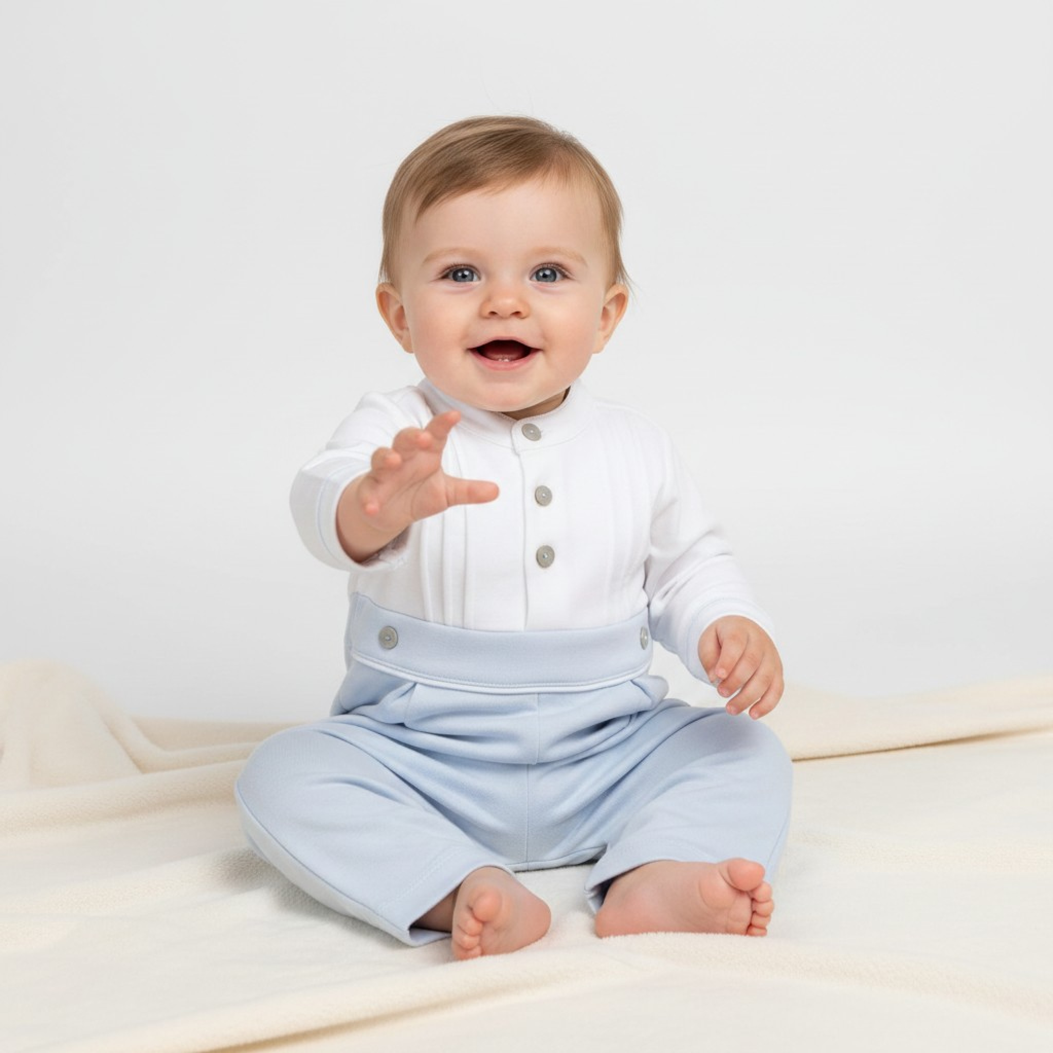 Mintini MB6558  MB6558S Pleated Romper  (3-12 months)