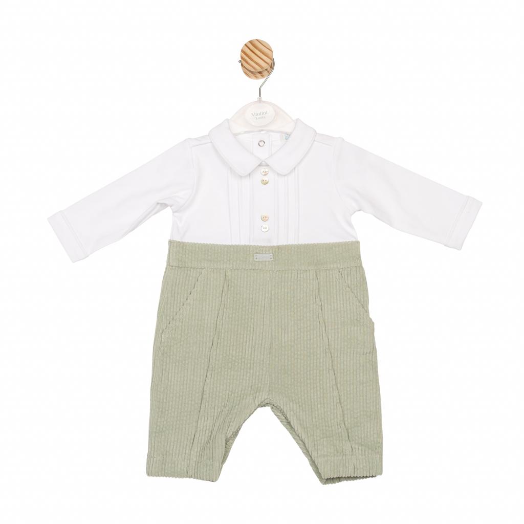 Mintini MB6568  MB6568 Corduroy and pintuck Romper  (3-12 months)