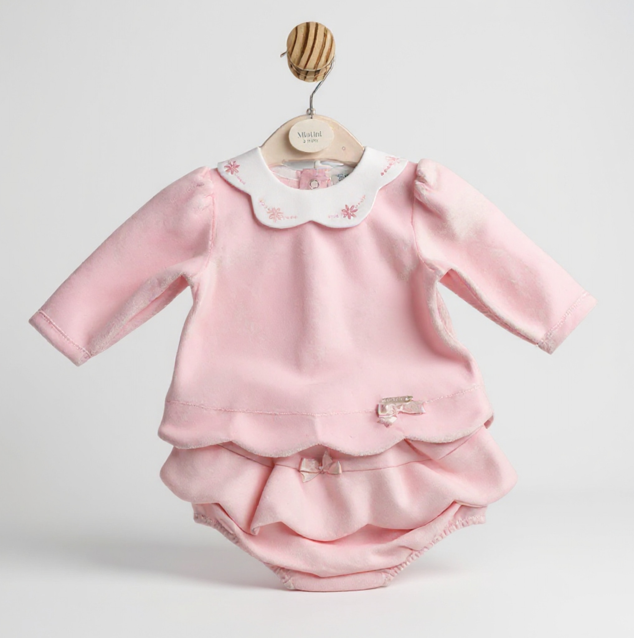 Mintini MB6690A  MB6690A Scallop velour top and jam pants(12-24 months)