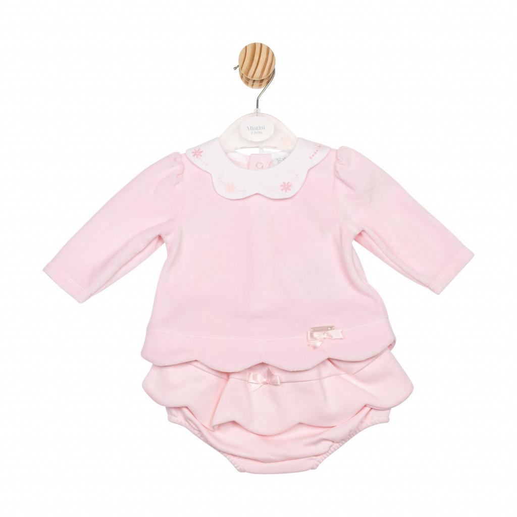 Mintini MB6690A  MB6690A Scallop velour top and jam pants(12-24 months)