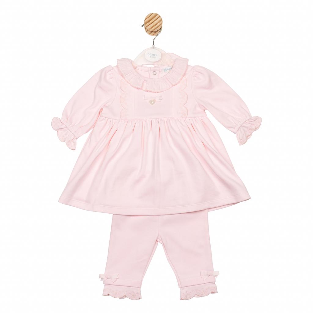 Mintini MB6704A  MB6704A Scallop and embroidered dress set(12-24 months)