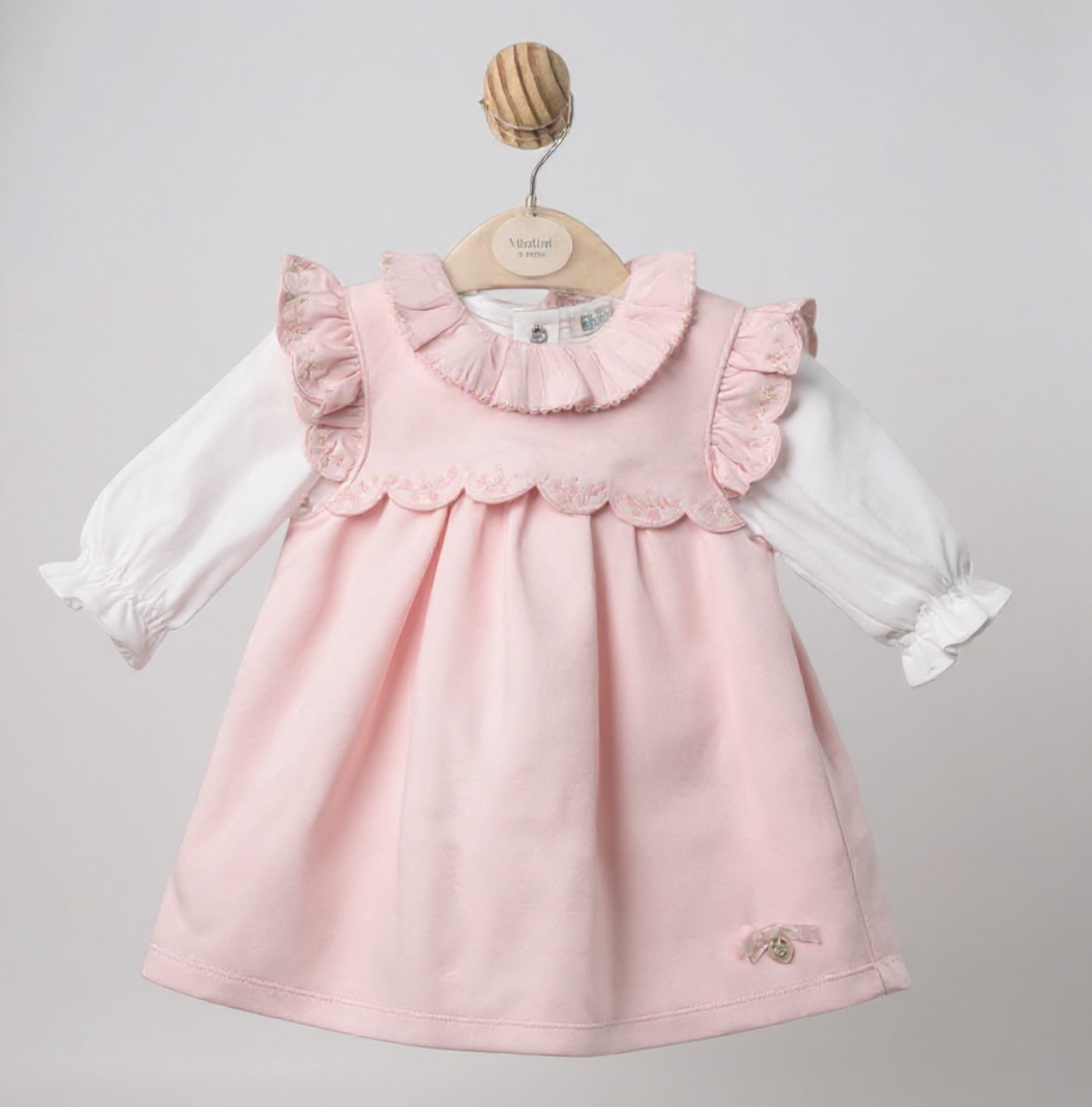 Mintini MB6705A  MB6705AP Scallop and embroidered pinafore set(12-24 months)
