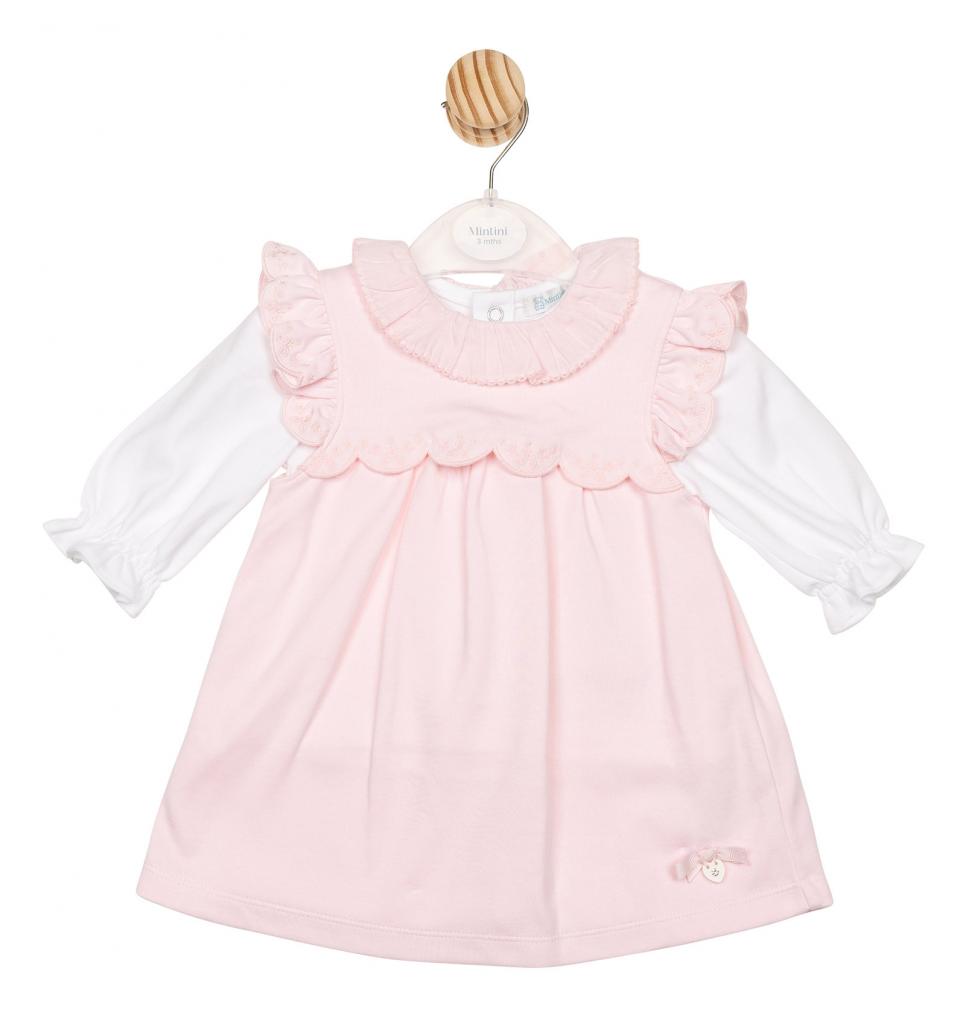 Mintini MB6705A  MB6705A Scallop and embroidered pinafore set(12-24 months)