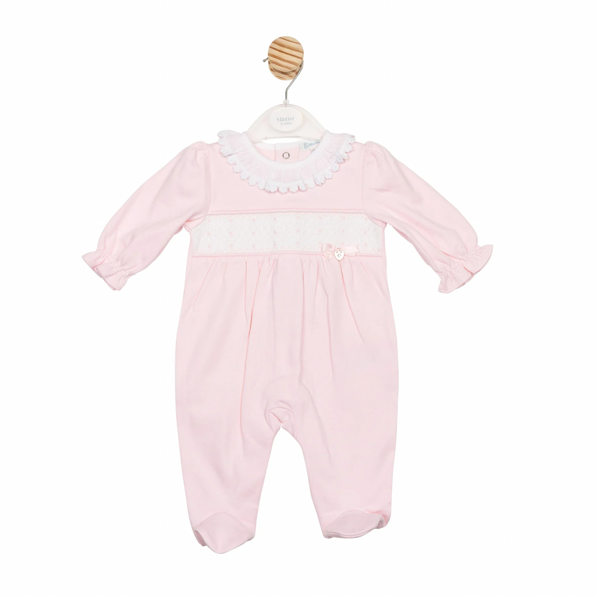 Mintini MB6707  MB6707 Smocked Lace All in One (1-6 months)