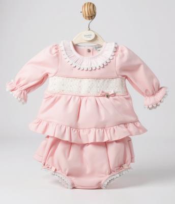 Mintini MB6709A  MB6709-A Smock and Lace Jam Pants Set (12-24 months)