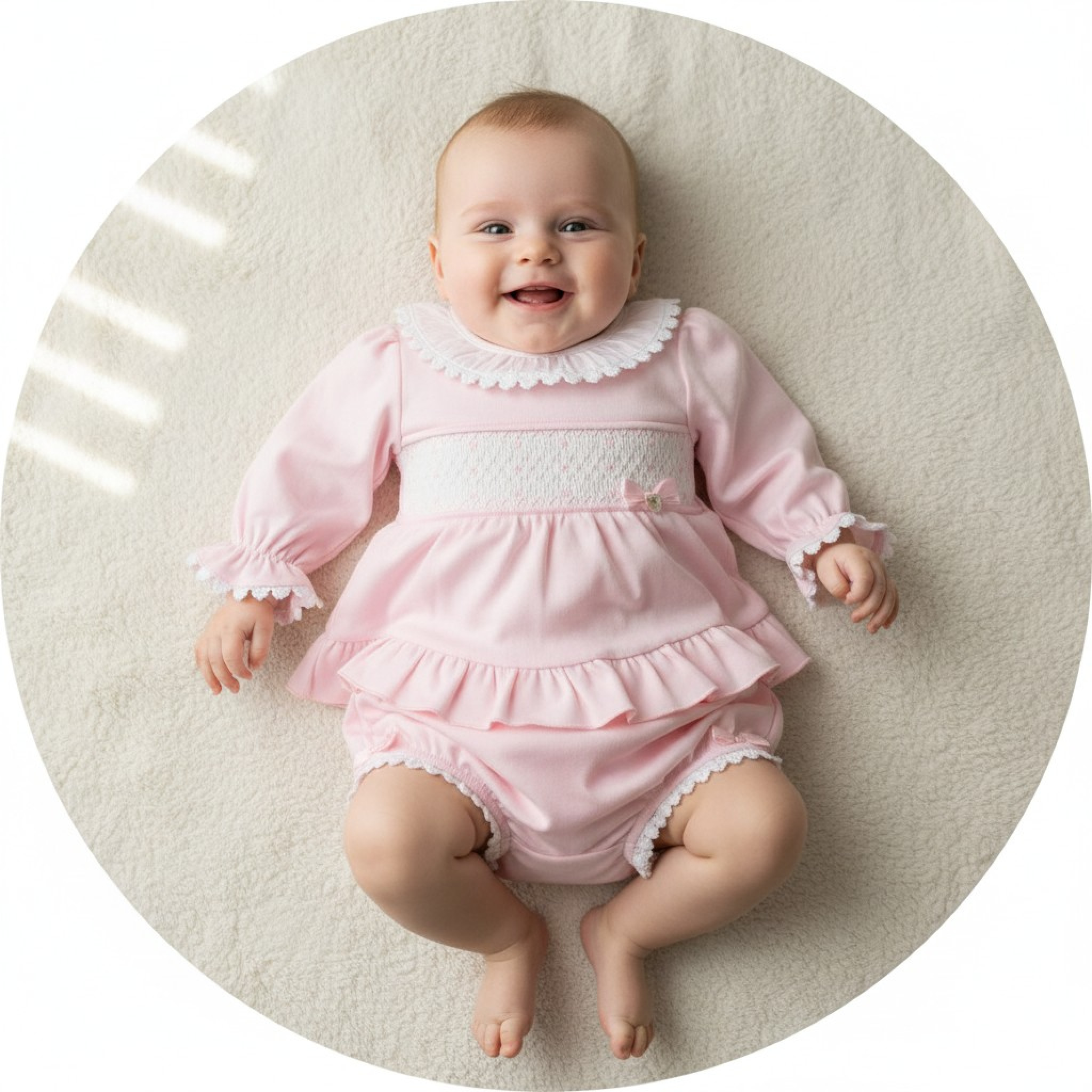 Mintini MB6690  MB6709 Smock and Lace Jam Pants Set (3-9 months)