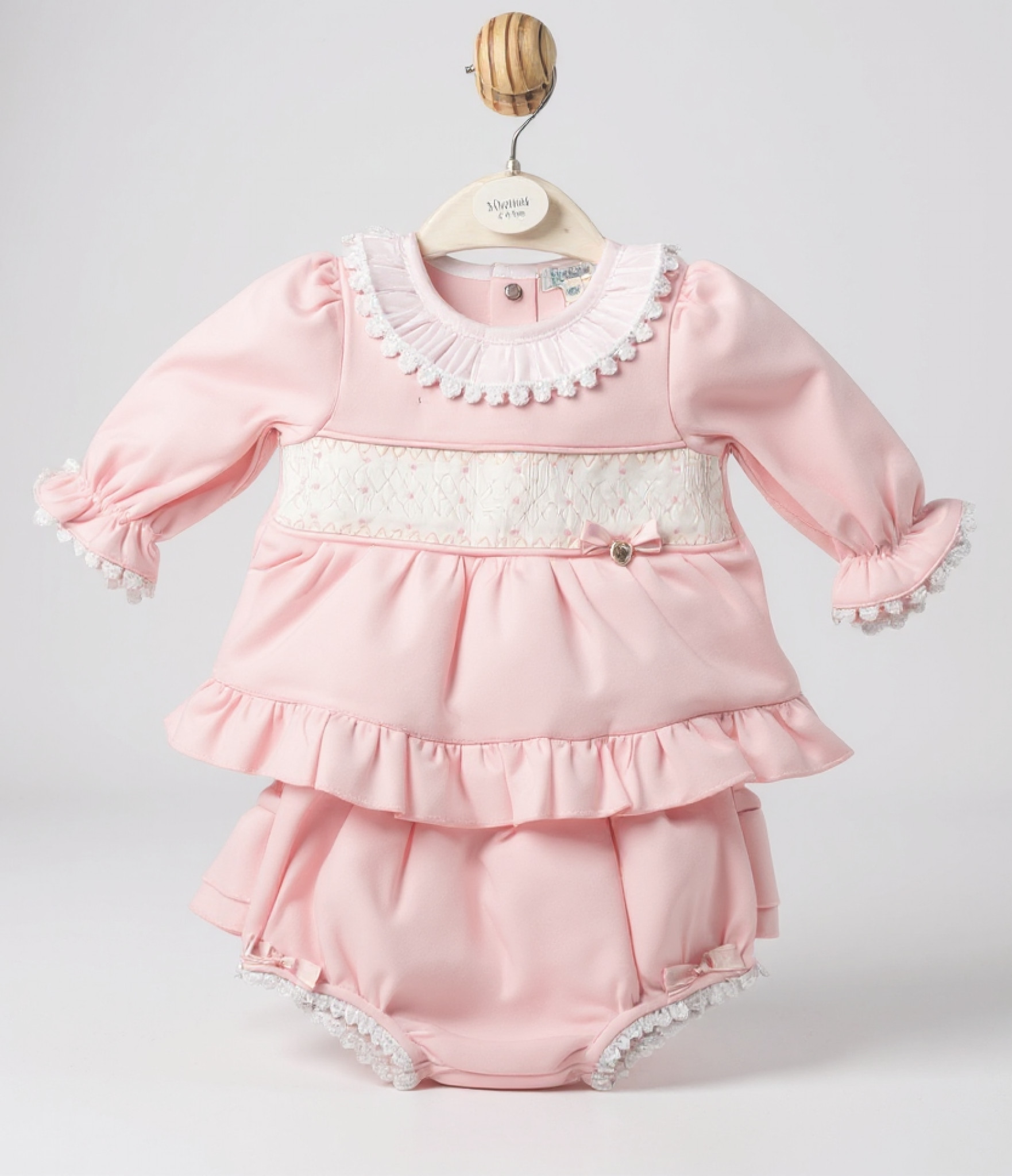 Mintini MB6709A  MB6709AP Smock and Lace top and jam pants(12-24 months)