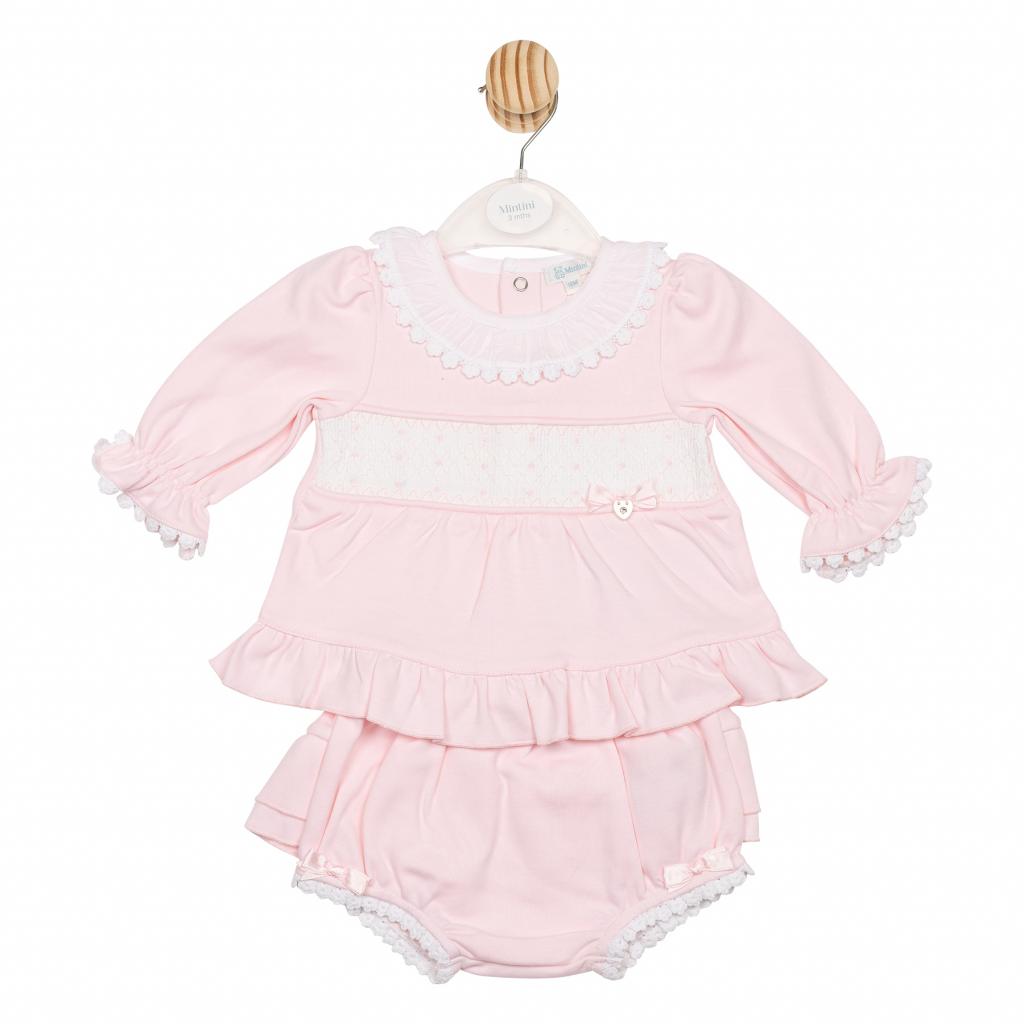 Mintini MB6690  MB6709 Smock and Lace top and jam pants(3-9 months)
