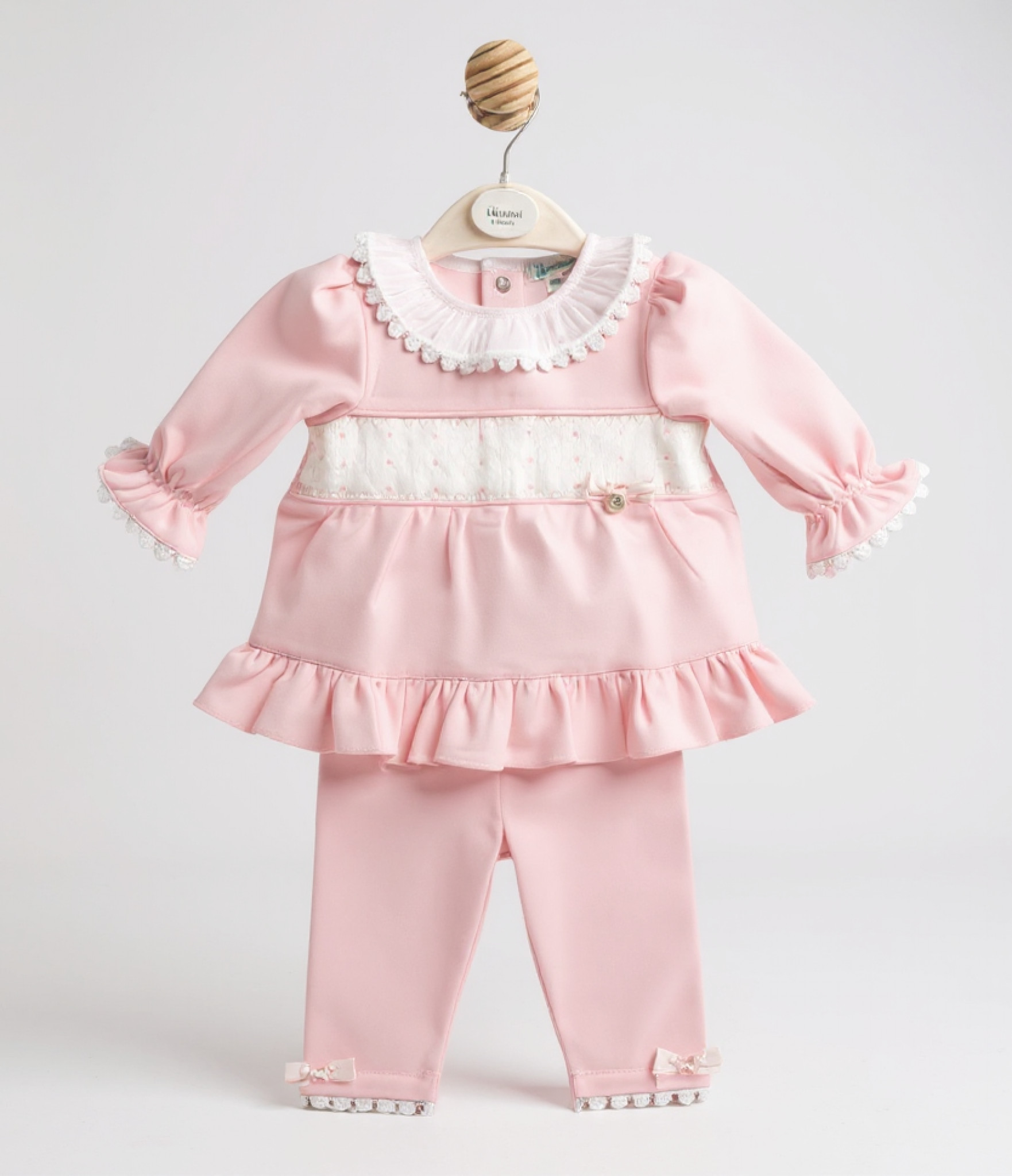 Mintini MB6712  MB6712P Smock and Lace top and trousers(3-9 months)