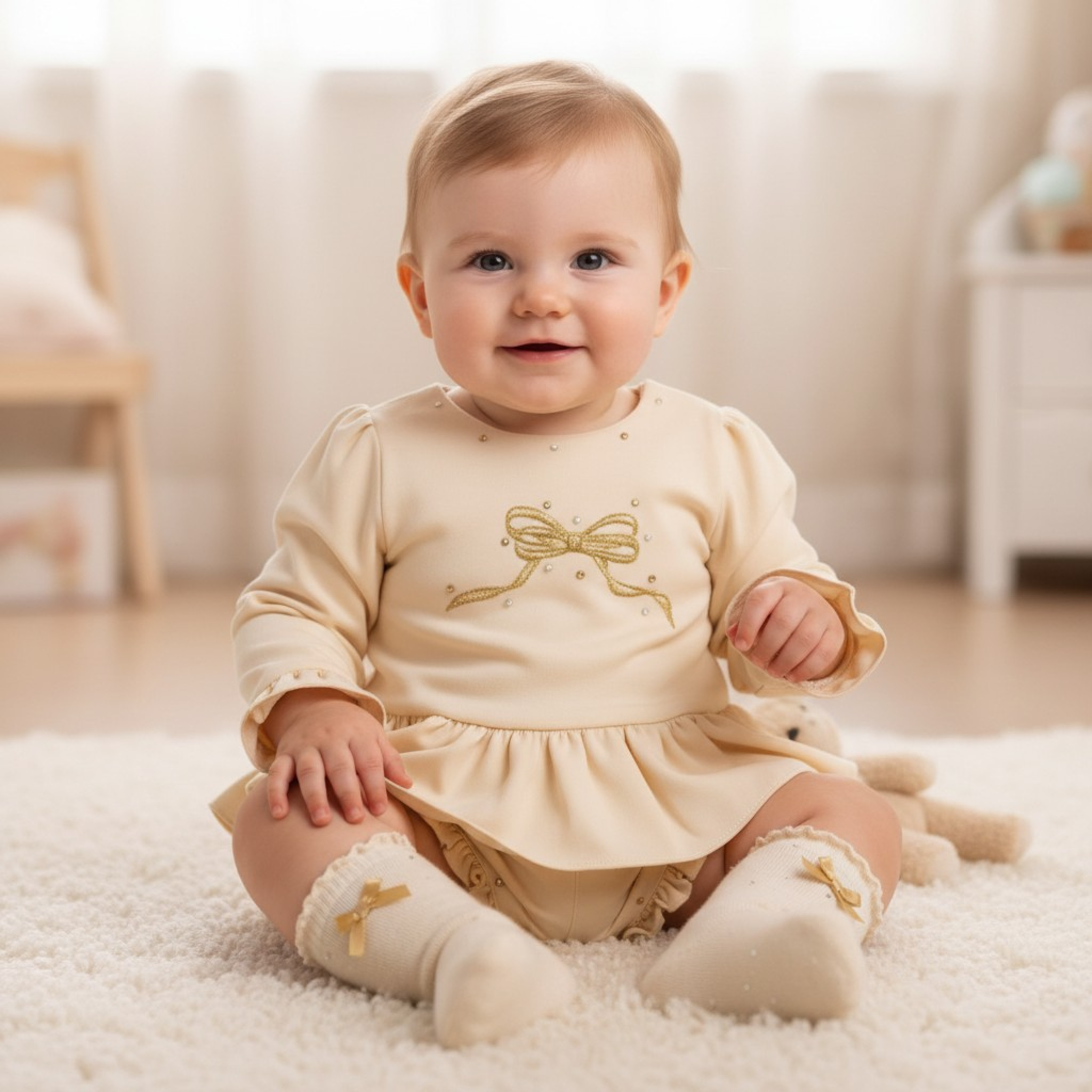 Mintini MB6808  MB6808-I Ivory Top and Bloomer Set (3-9 months)