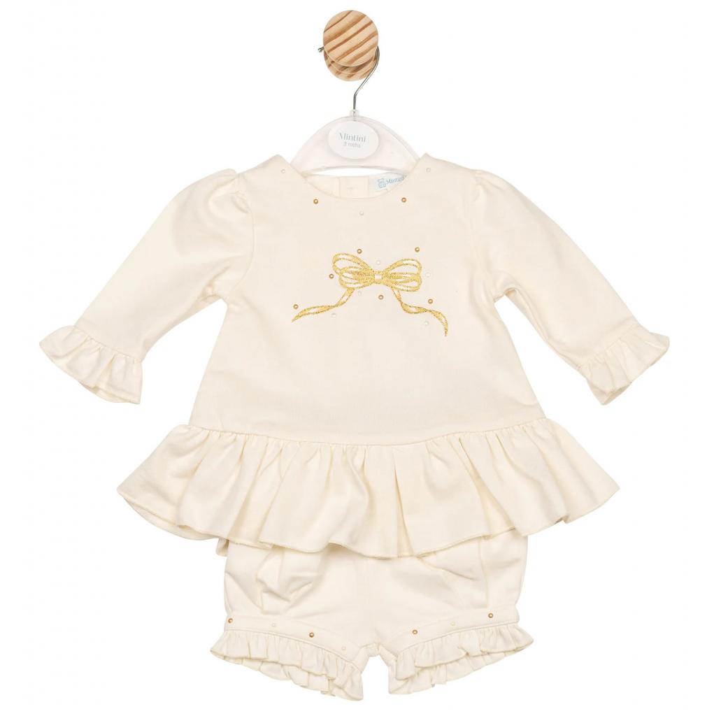 Mintini MB6808A  MB6808A Ivory Top and Bloomer Set (12-24 months)