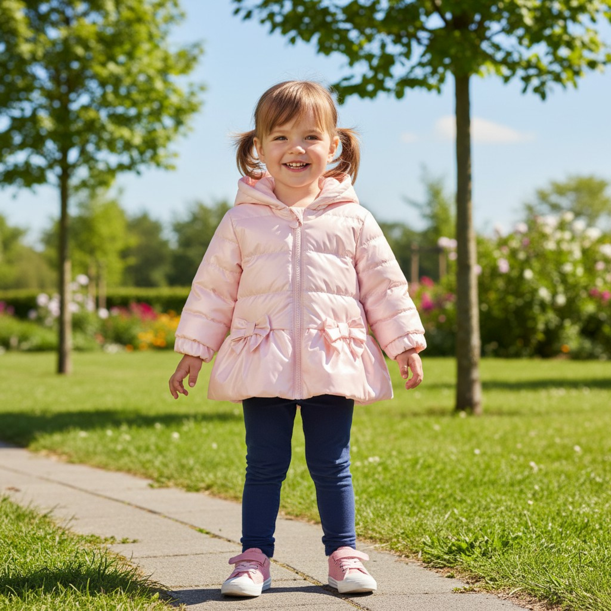 Mintini MB6562B * MB6862-B Pink Pearlised Bow Coat (3-5 years)