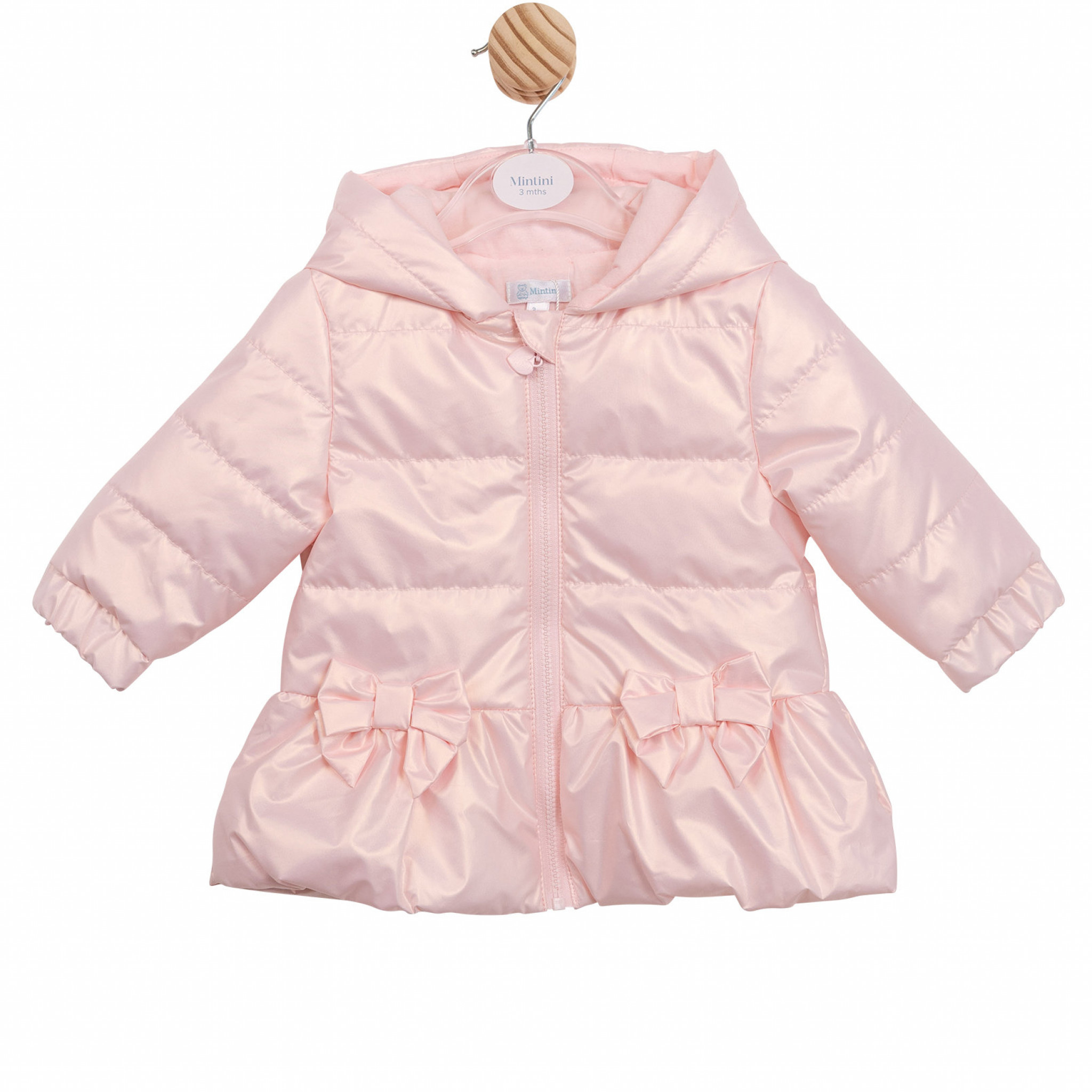 Mintini MB6562A * MB6862A Pink pearlised Bow Coat (12-24 months)
