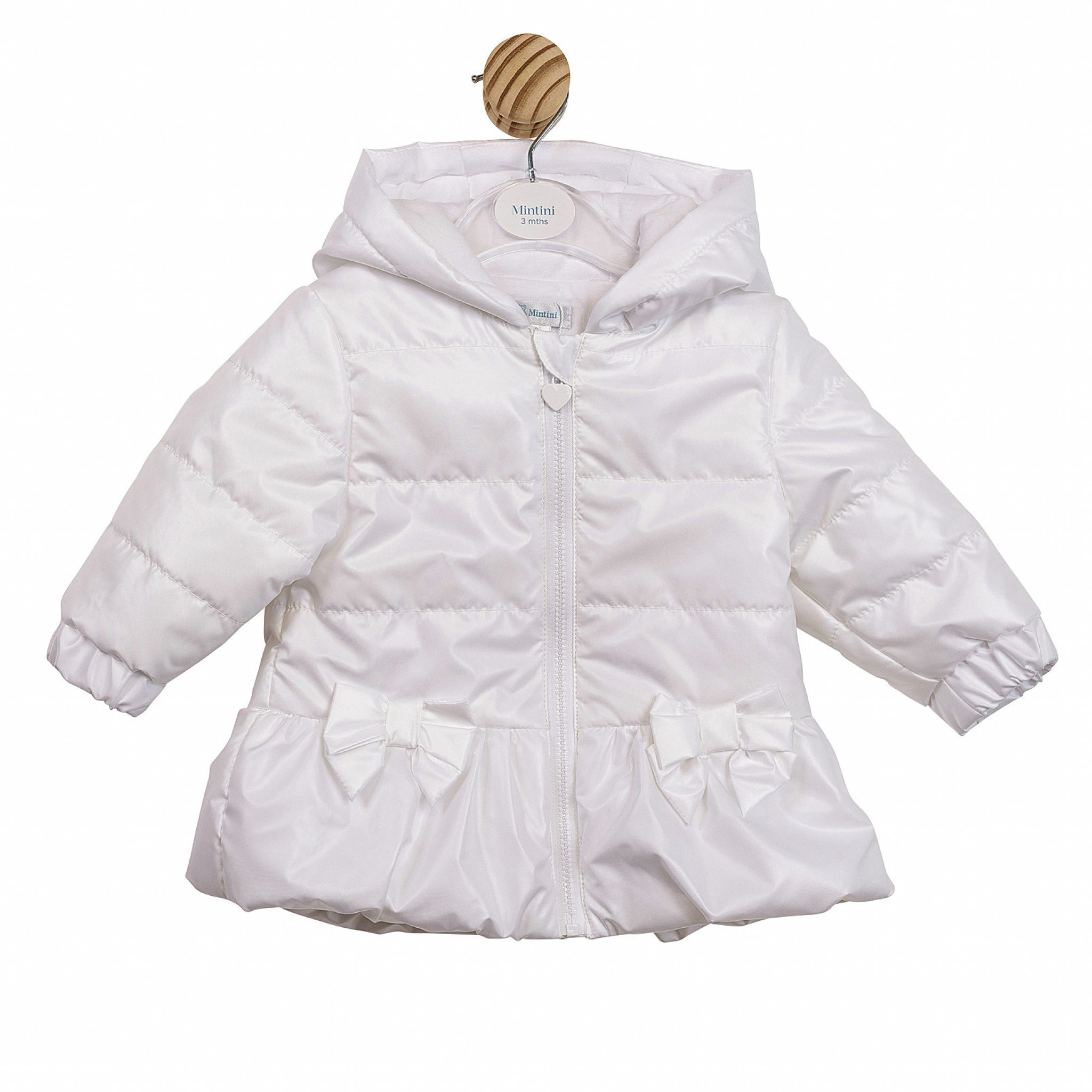 Mintini MB6563B * MB6863B White pearlised Bow Coat (3-5 years)