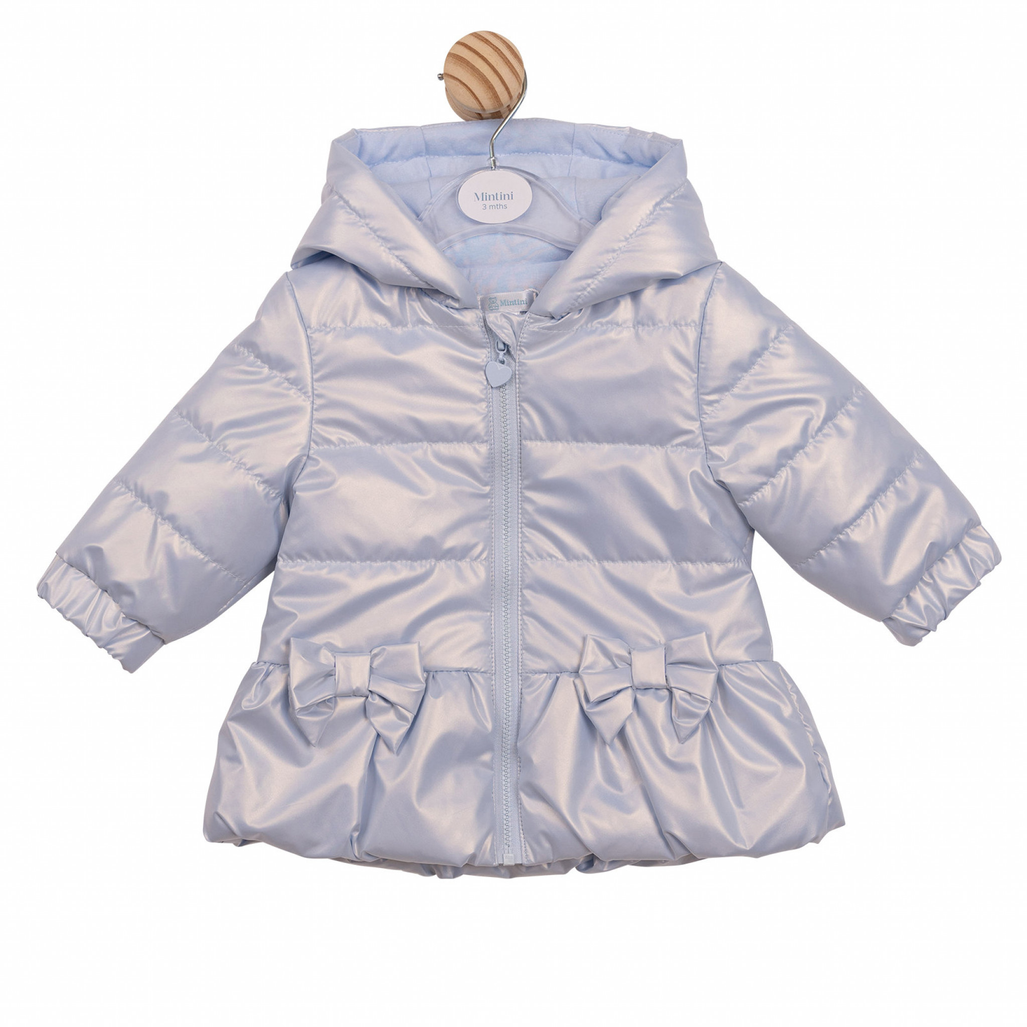 Mintini MB6564 * MB6864 Bluebell pearlised Bow Coat (3-9 months)
