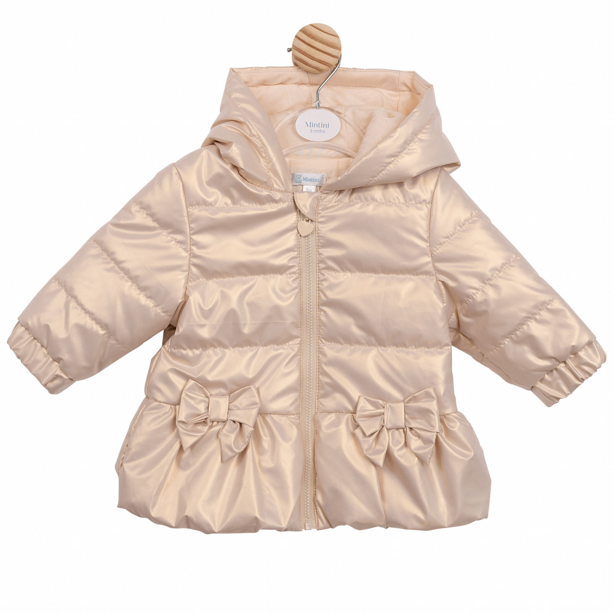 Mintini MB6565 * MB6865 Gold pearlised Bow Coat (3-9 months)